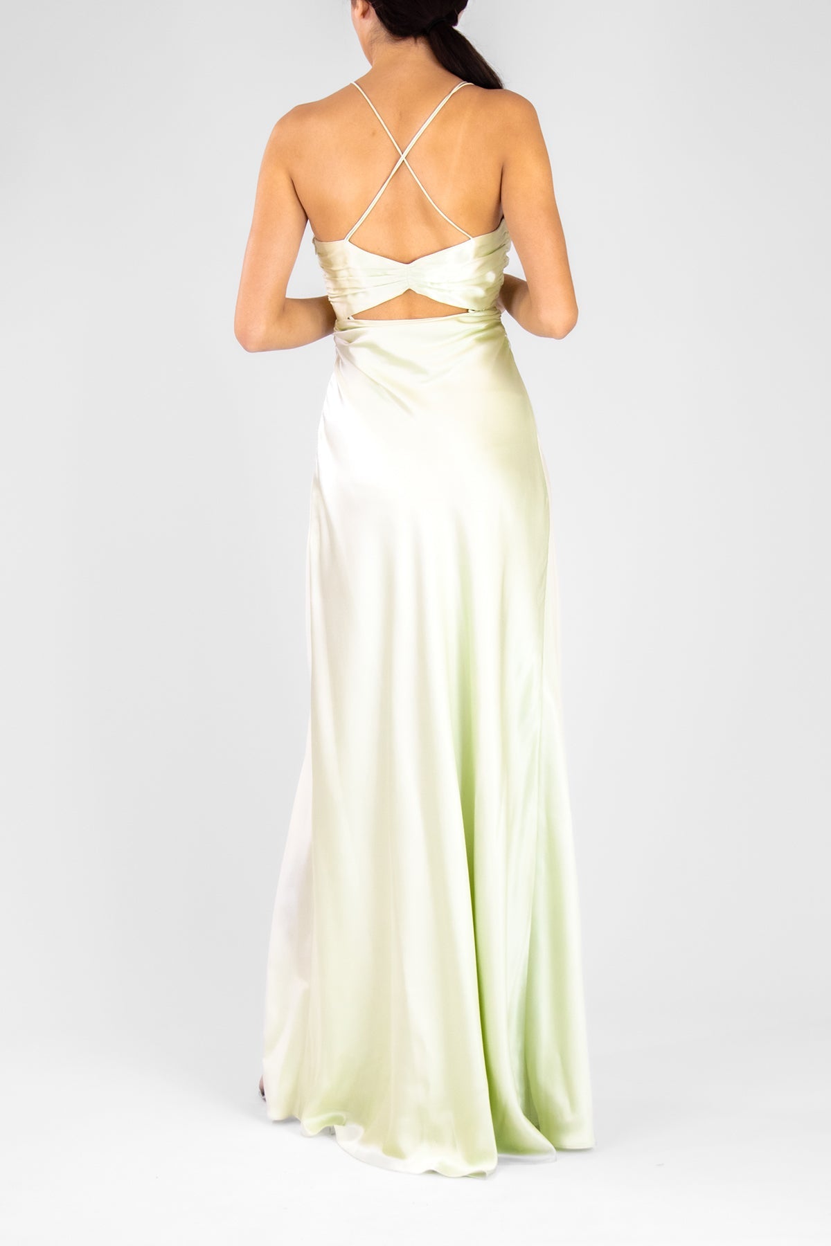 Asymmetric Strappy Gown in Celadon - shop-olivia.com