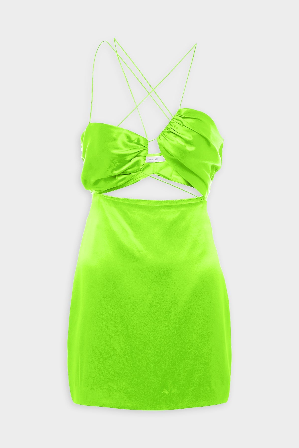 Asymmetric Strappy Mini Dress in Parakeet - shop-olivia.com