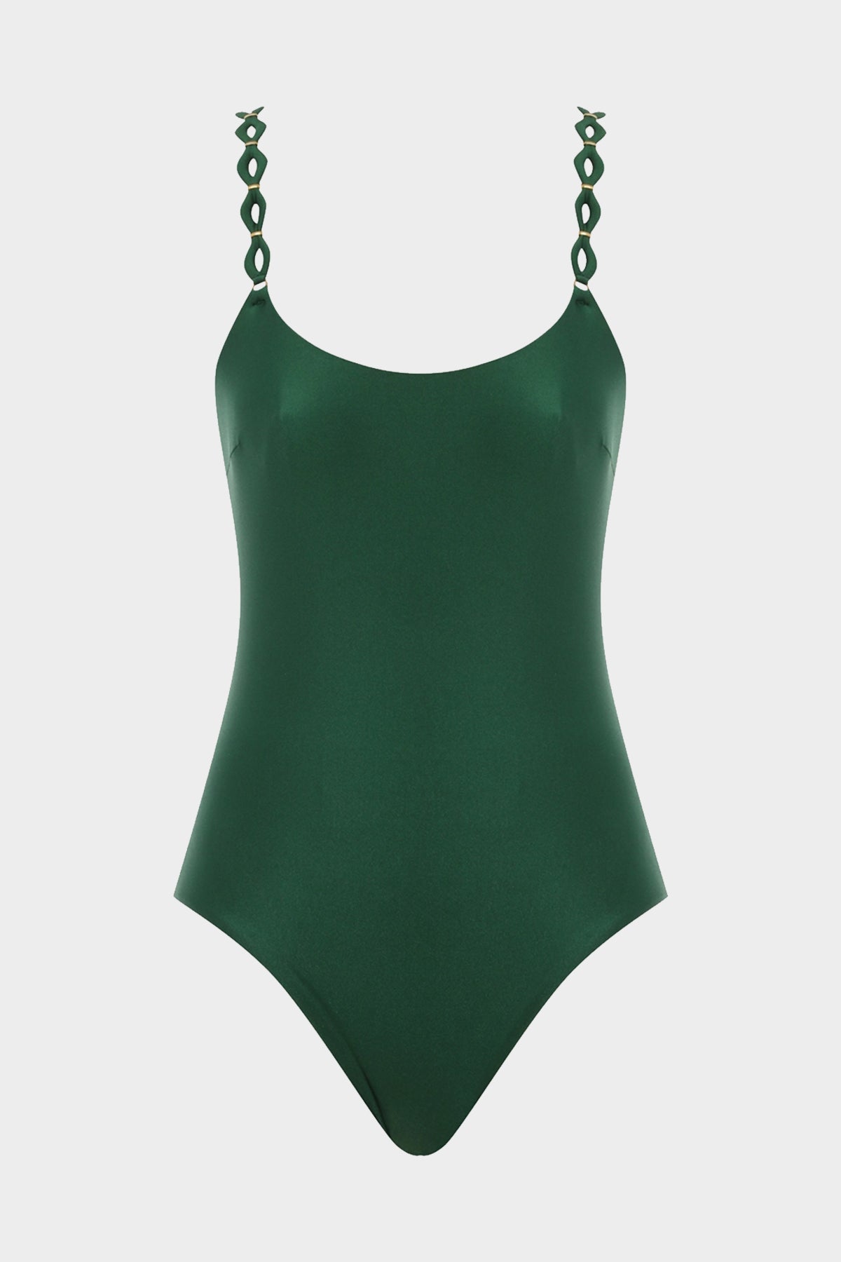 August Diamond Trim One-Piece in Forest Green - shop-olivia.com