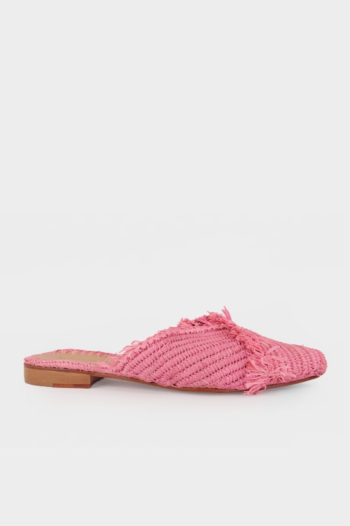 Babouches Raffia Slide Sandals in Bubblegum Pink - shop-olivia.com