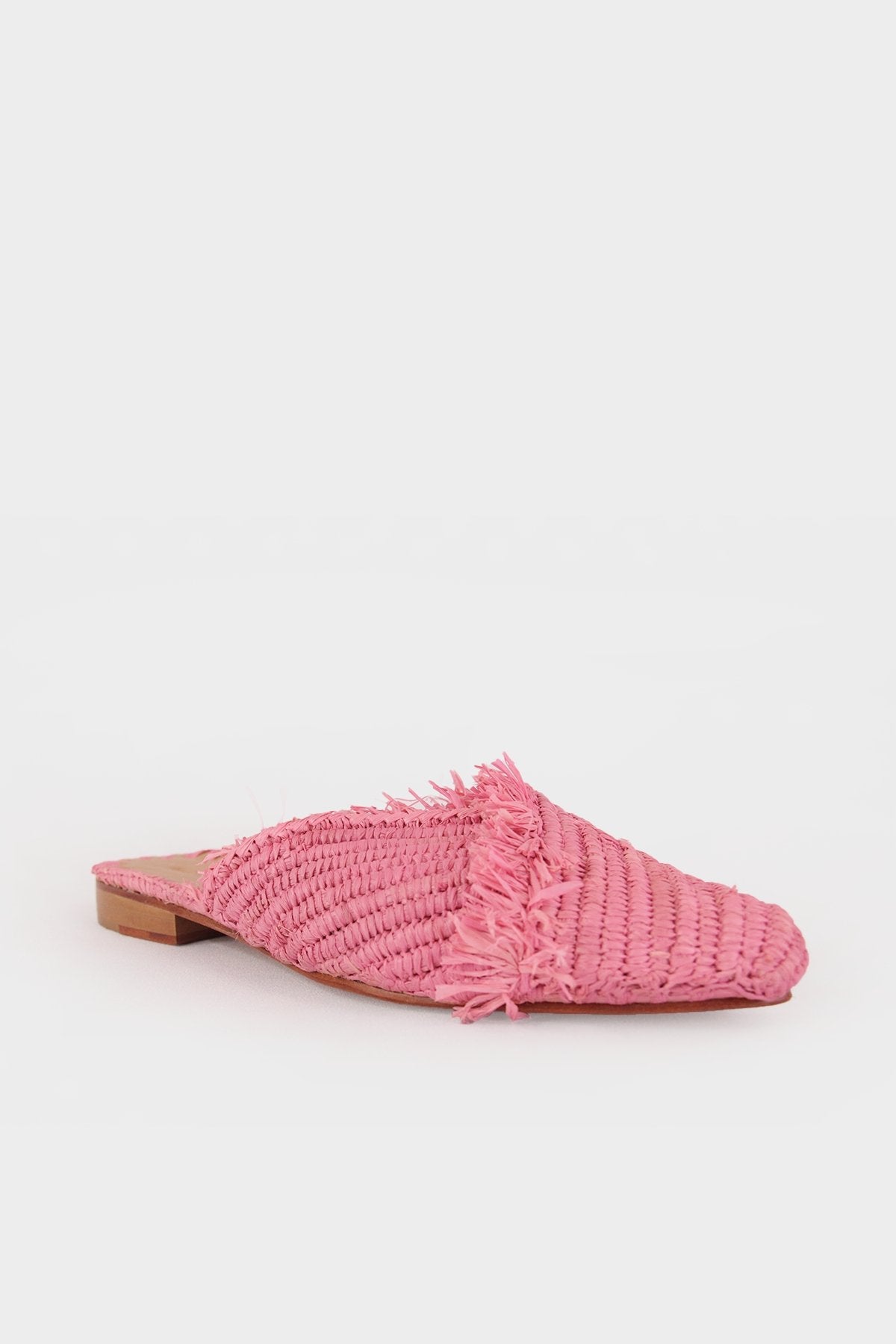 Babouches Raffia Slide Sandals in Bubblegum Pink - shop-olivia.com