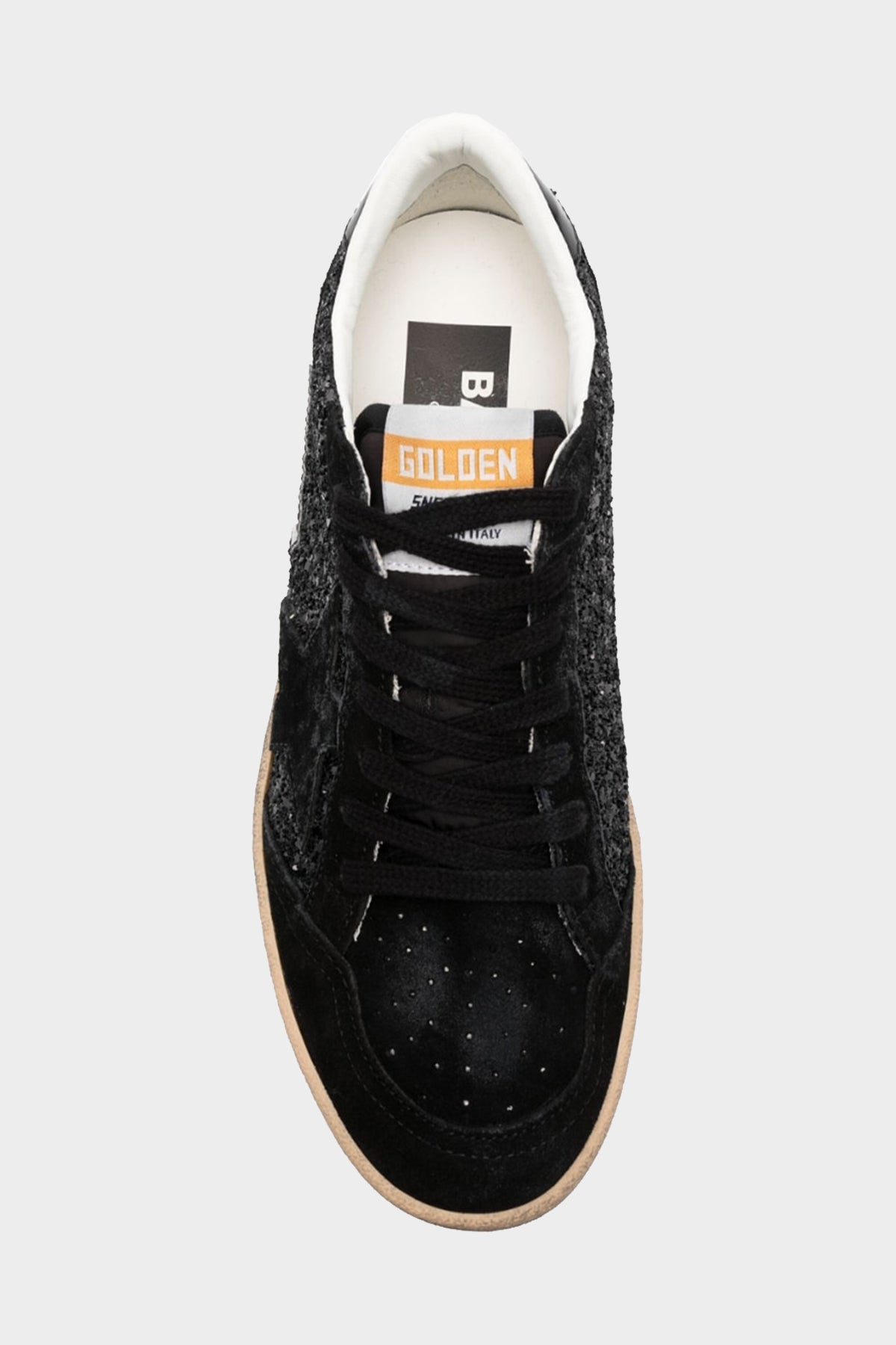 Ball-Star Black Glitter Leather Sneaker - shop-olivia.com