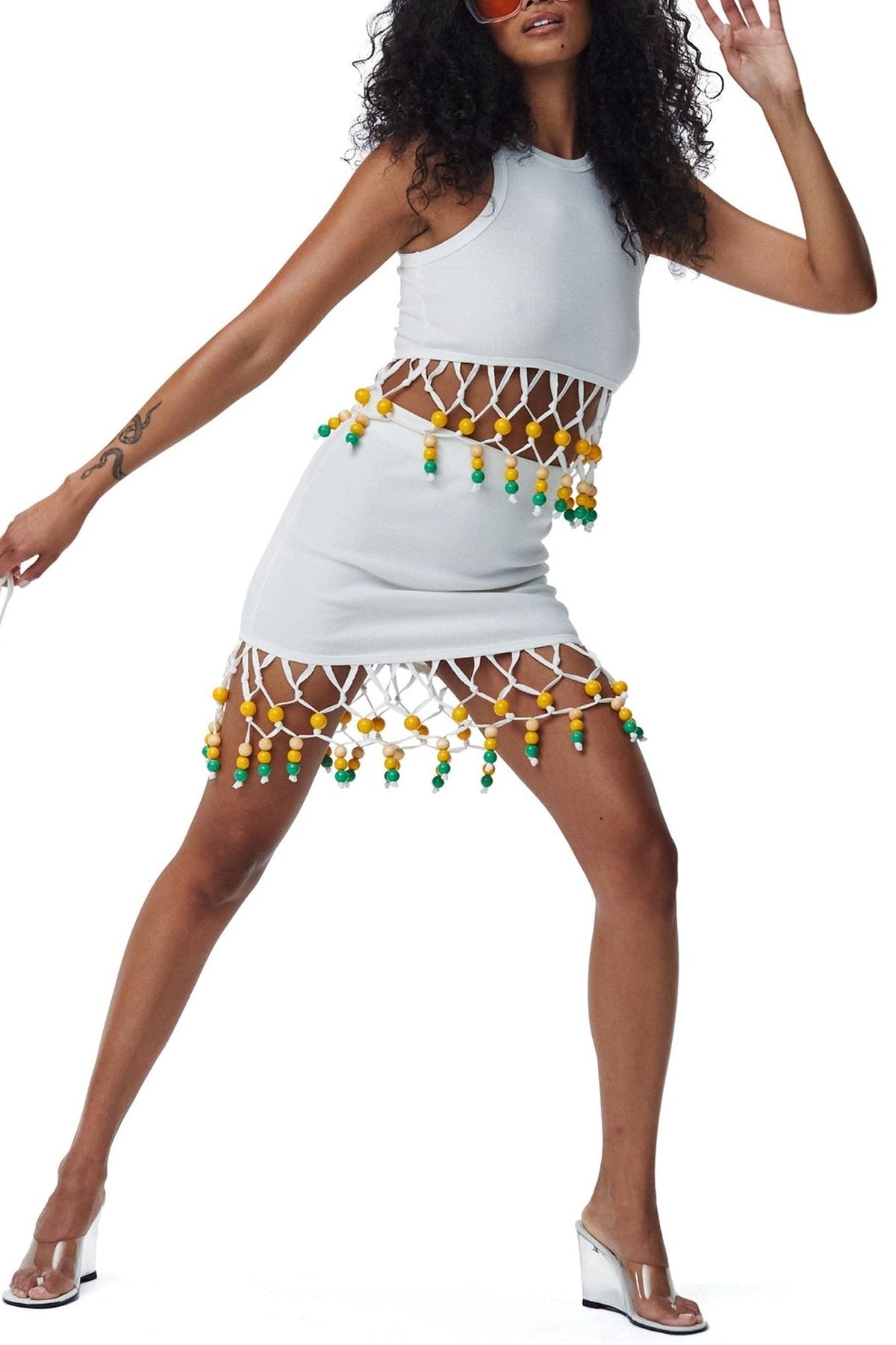 Beaded Doku Skirt in Macadamia - shop-olivia.com
