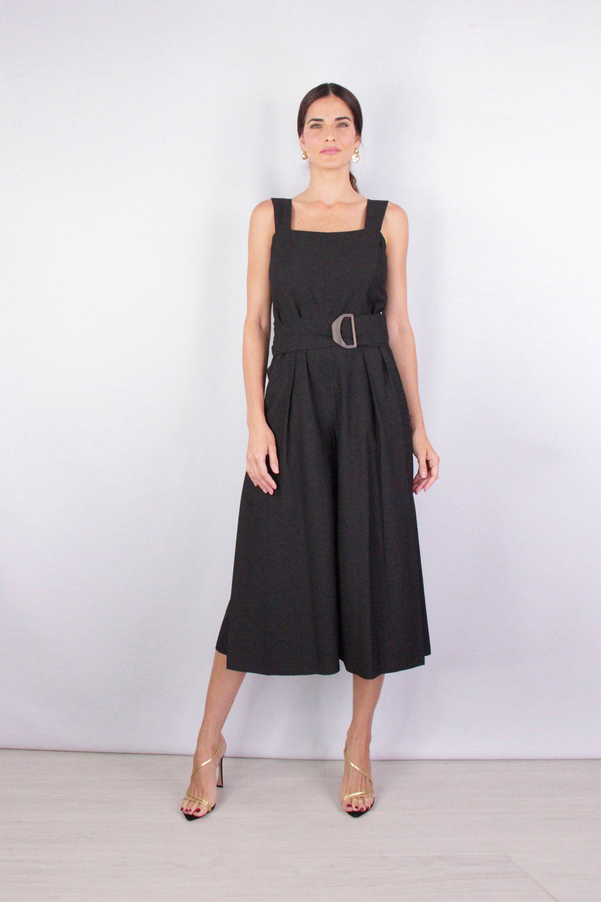 Belted Jumpsuit in Black - shop-olivia.com