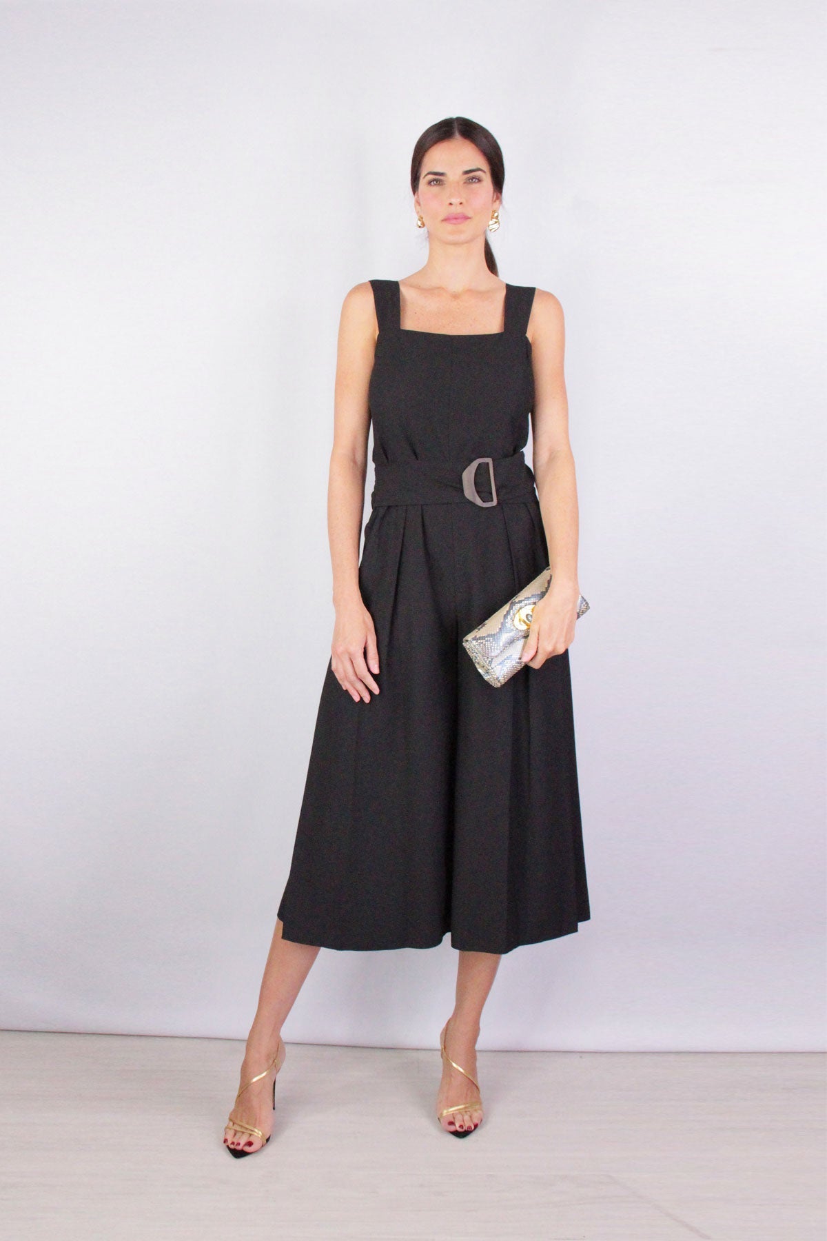 Belted Jumpsuit in Black - shop-olivia.com