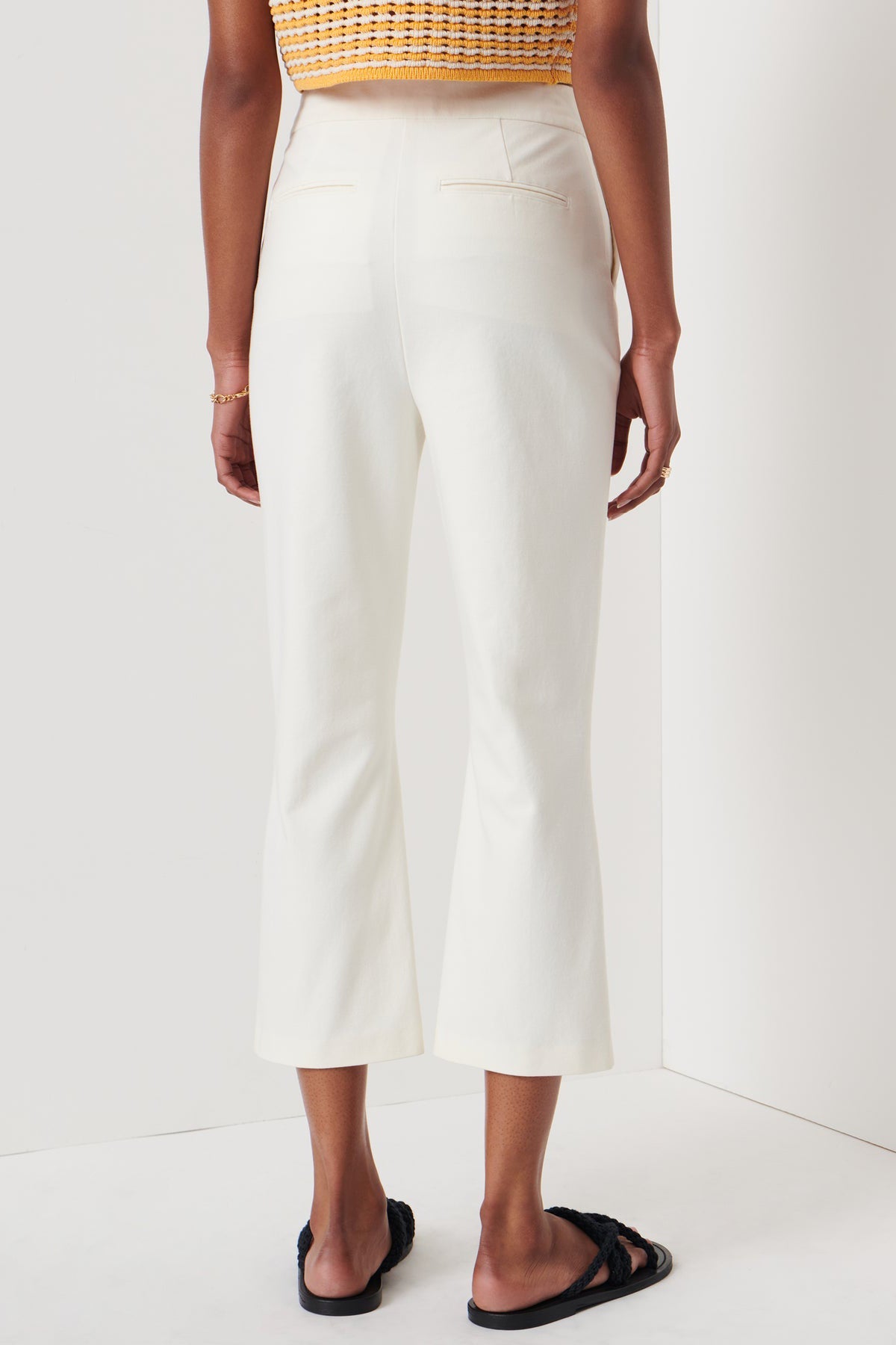 Bianca Cropped Slit Pant in Soft White - shop-olivia.com