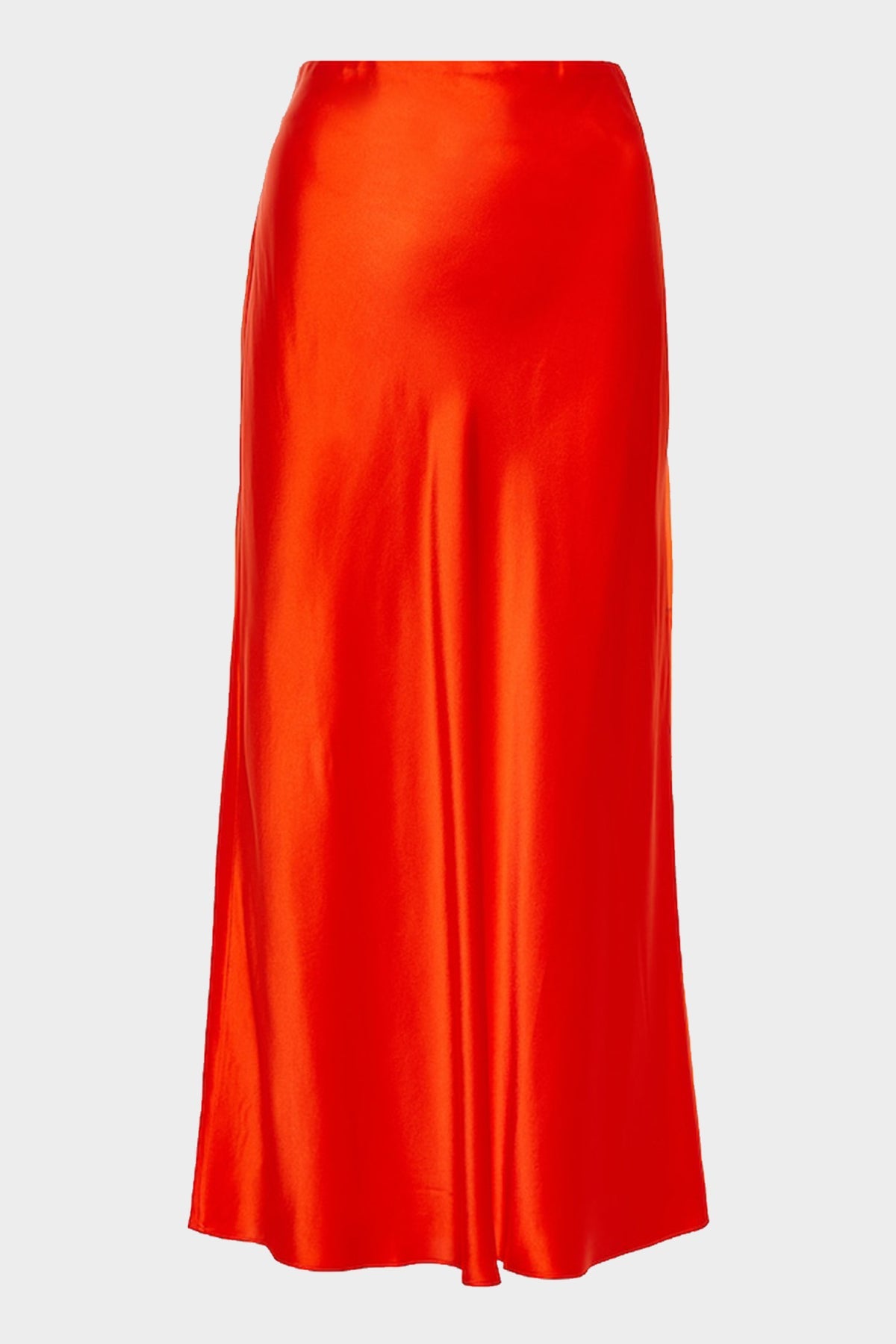 Bias Midi Skirt in Red Orange - shop-olivia.com