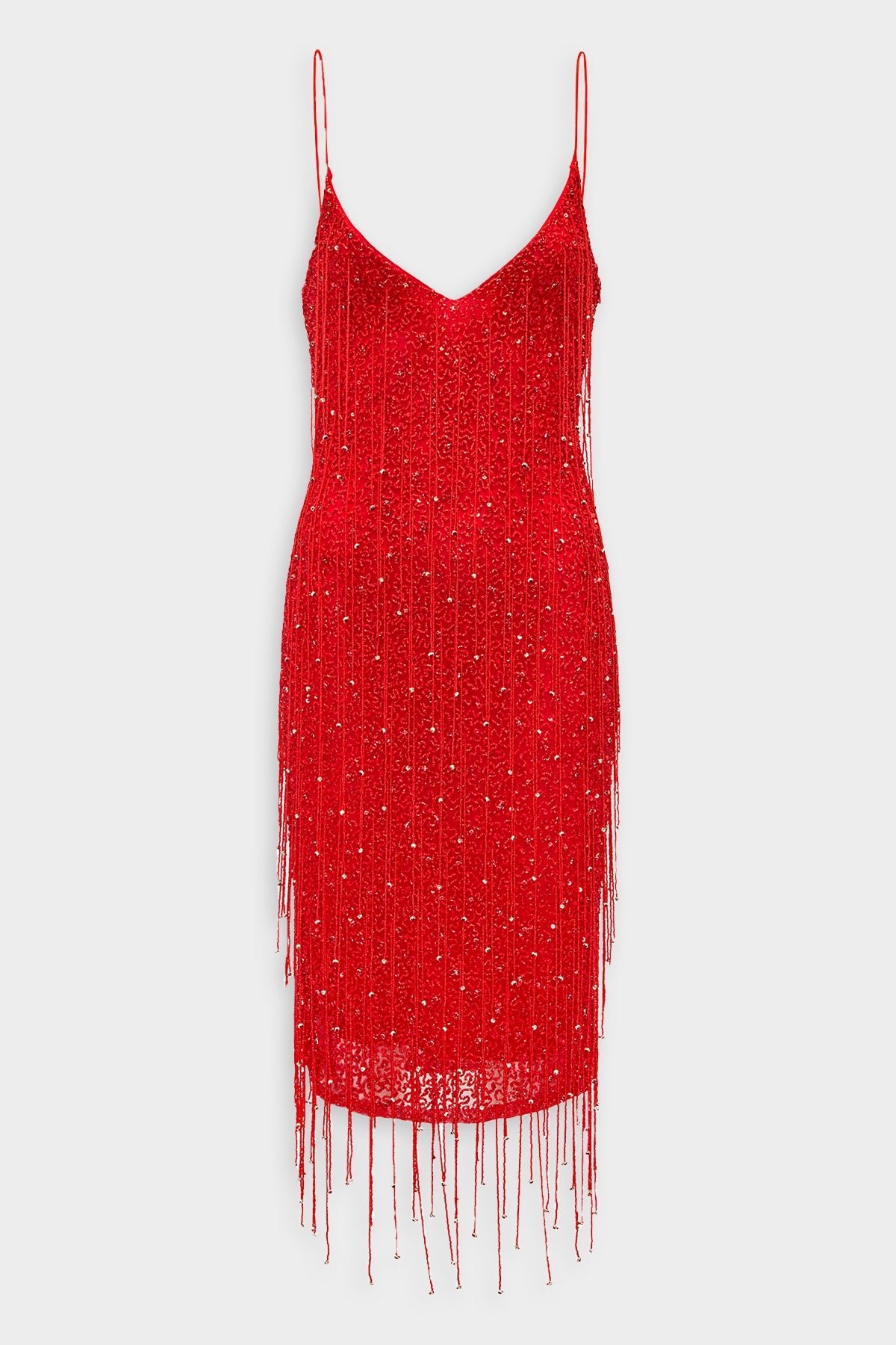 Billie Dress in Red with Fringes - shop-olivia.com