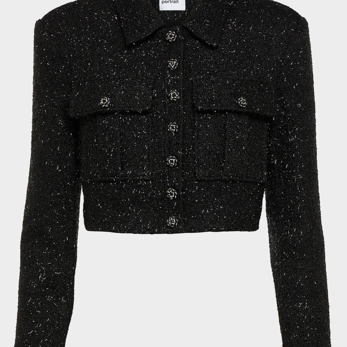 Black Boucle Cropped Jacket