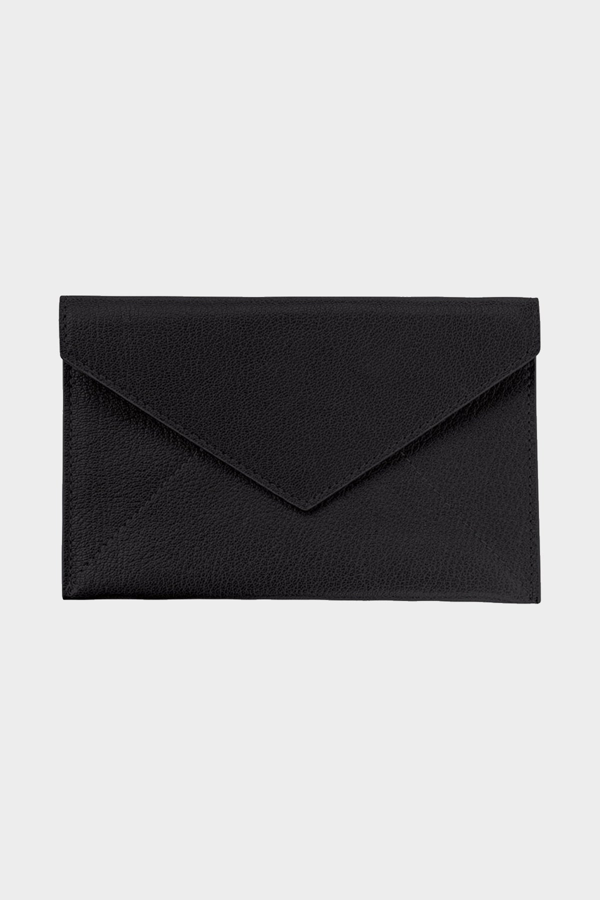 Black Goatskin Leather Medium Envelope - shop-olivia.com