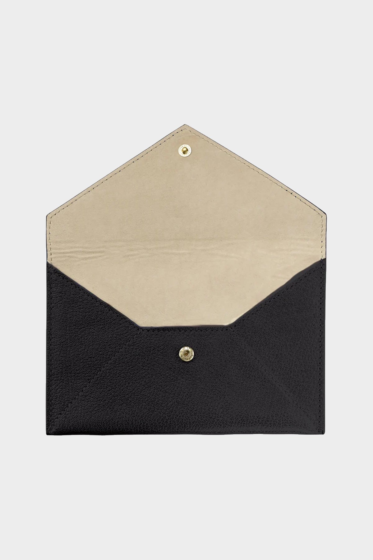 Black Goatskin Leather Medium Envelope - shop-olivia.com