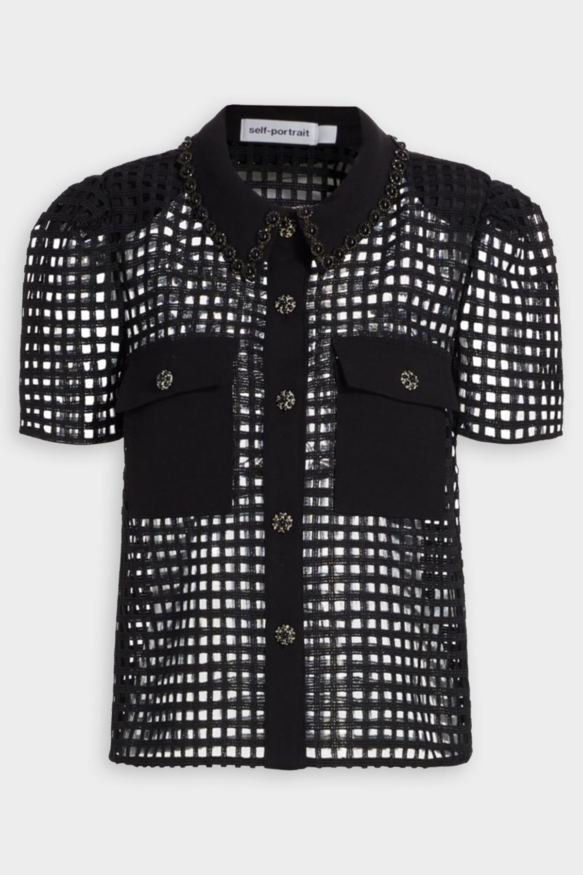 Black Grid Lace Shirt - shop-olivia.com