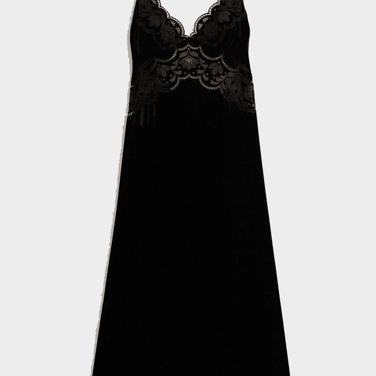 Black Richelieu Velvet Slip Dress