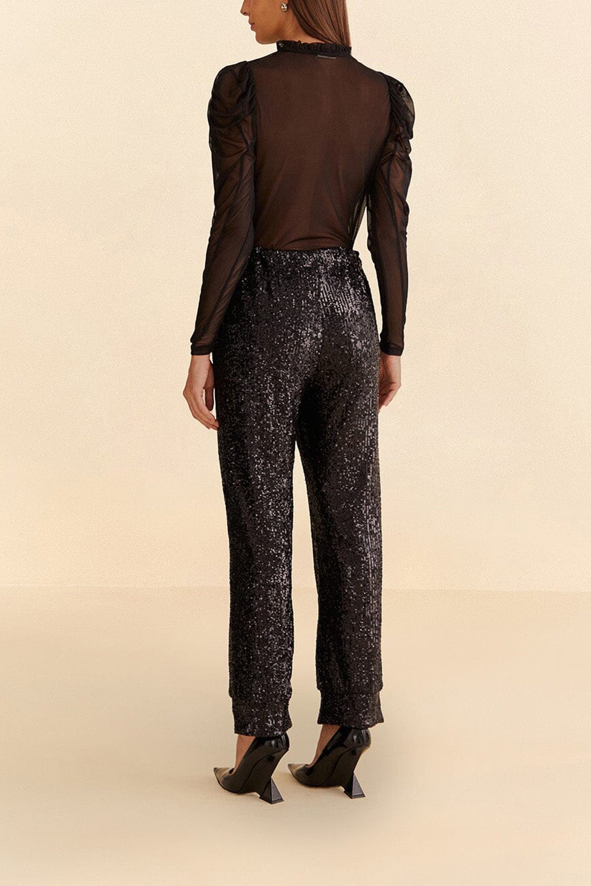 Black Sequin Pajama Pants - shop-olivia.com
