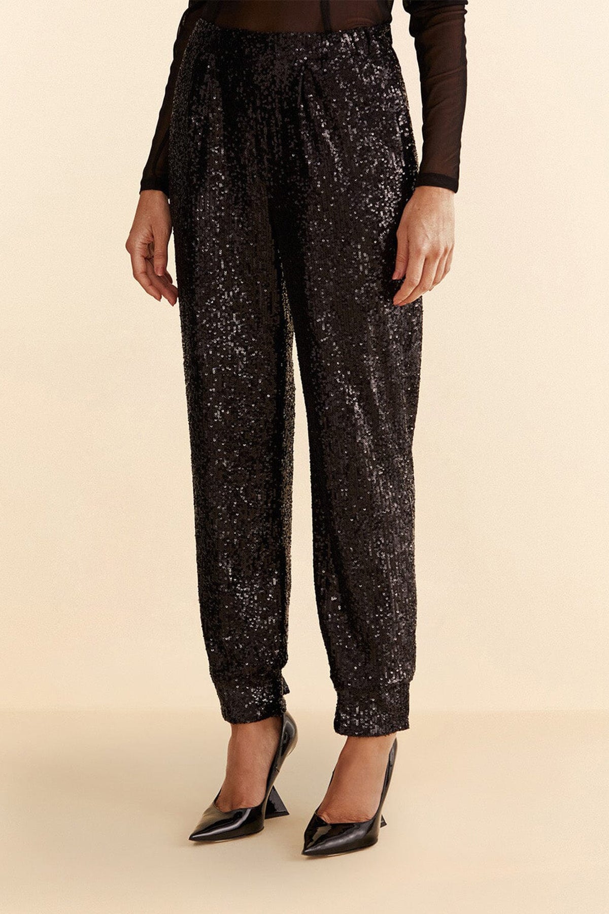 Black Sequin Pajama Pants - shop-olivia.com