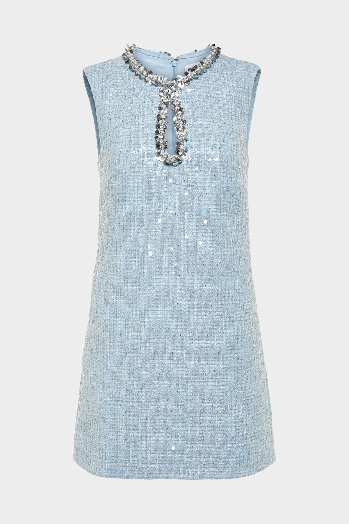 Blue Sequin Boucle Mini Dress - shop-olivia.com
