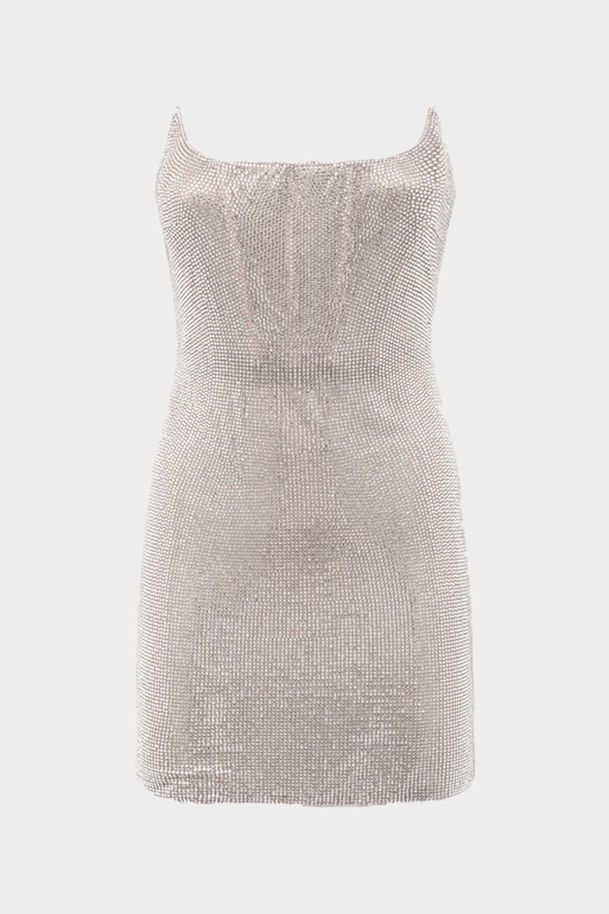 Bodice Mini Dress with Crystals in Silver - shop-olivia.com