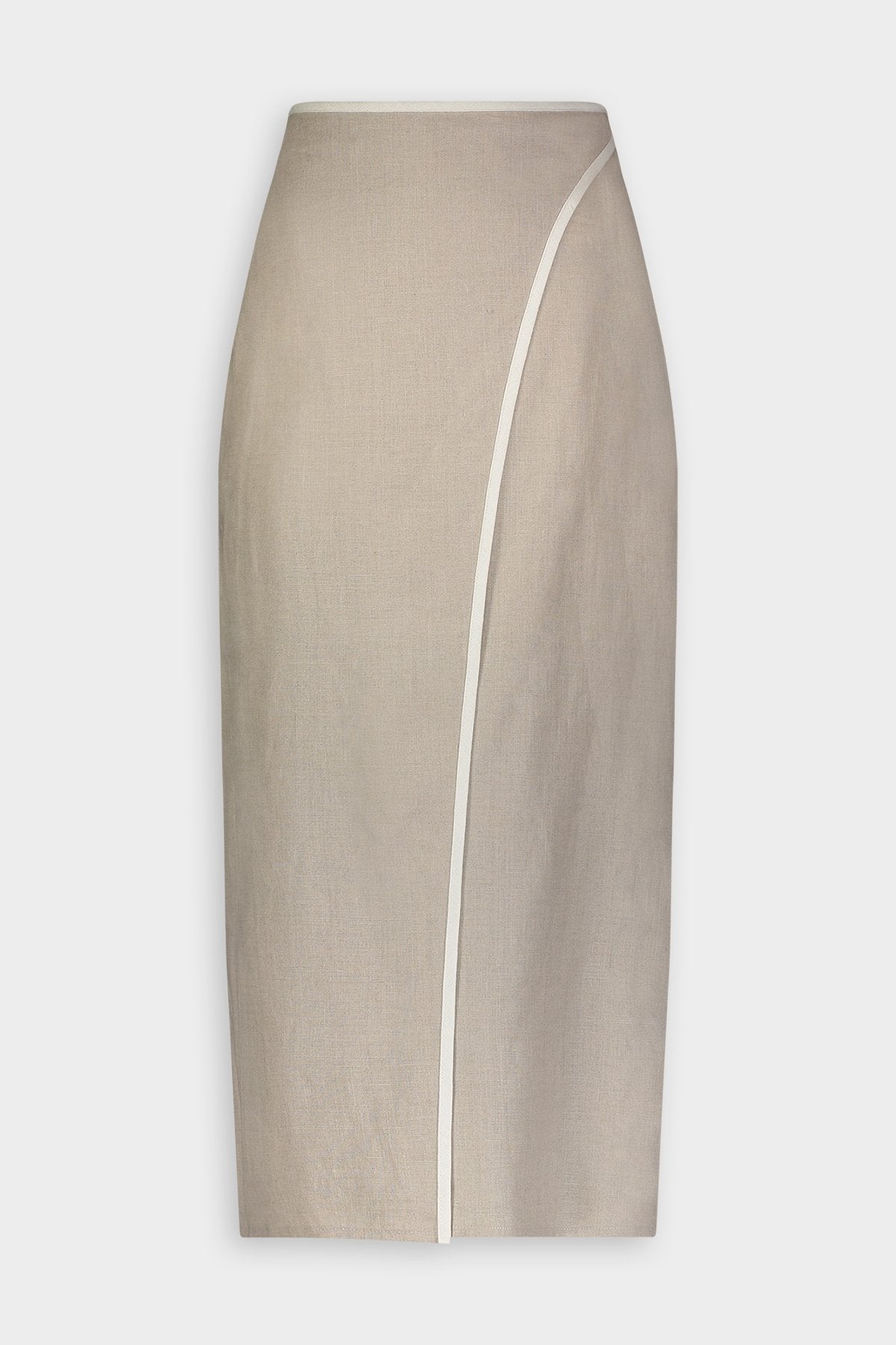 Bound Wrap Midi Skirt in Oatmeal - shop-olivia.com