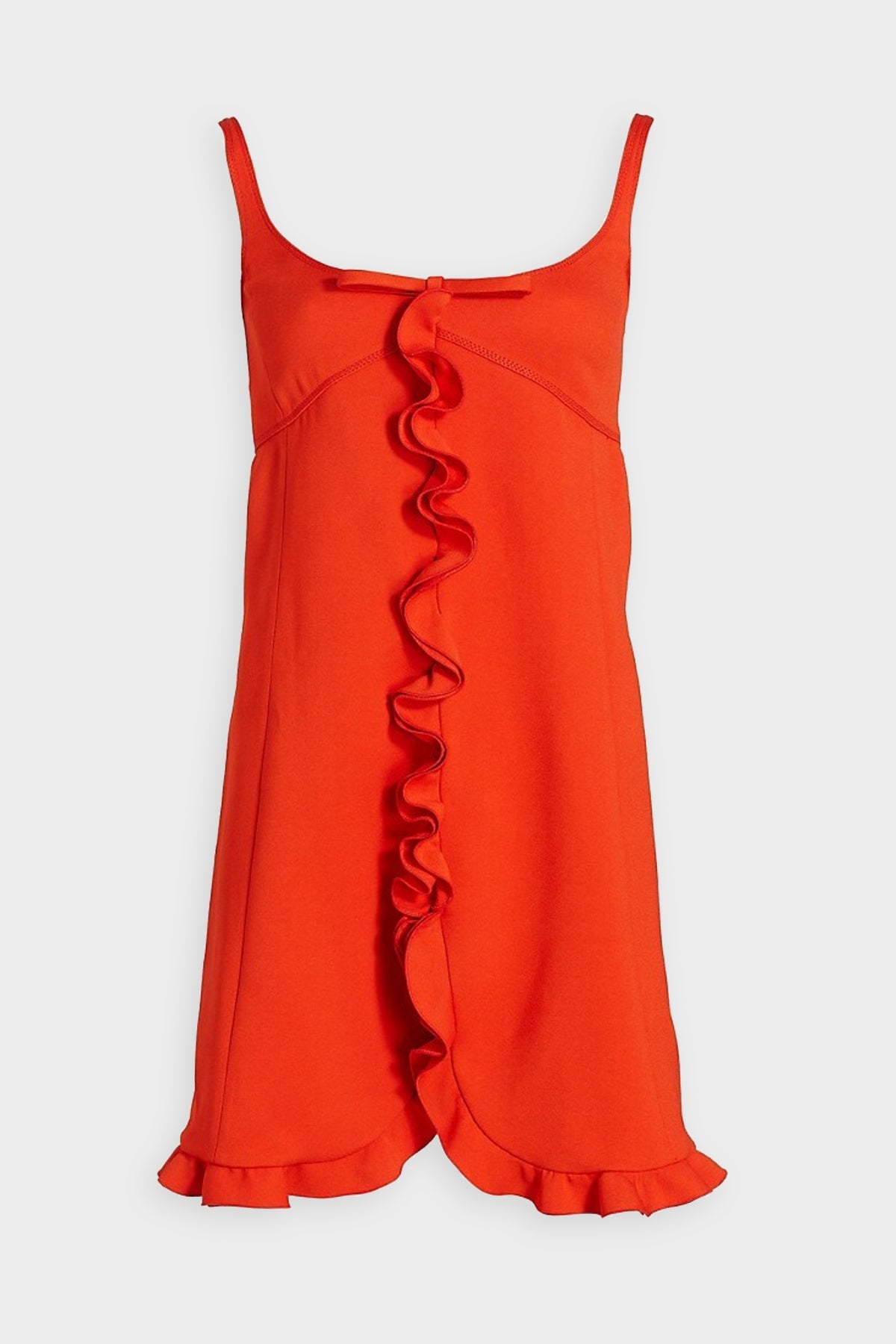 Bow Ruffle Mini Dress in Bright Red - shop-olivia.com
