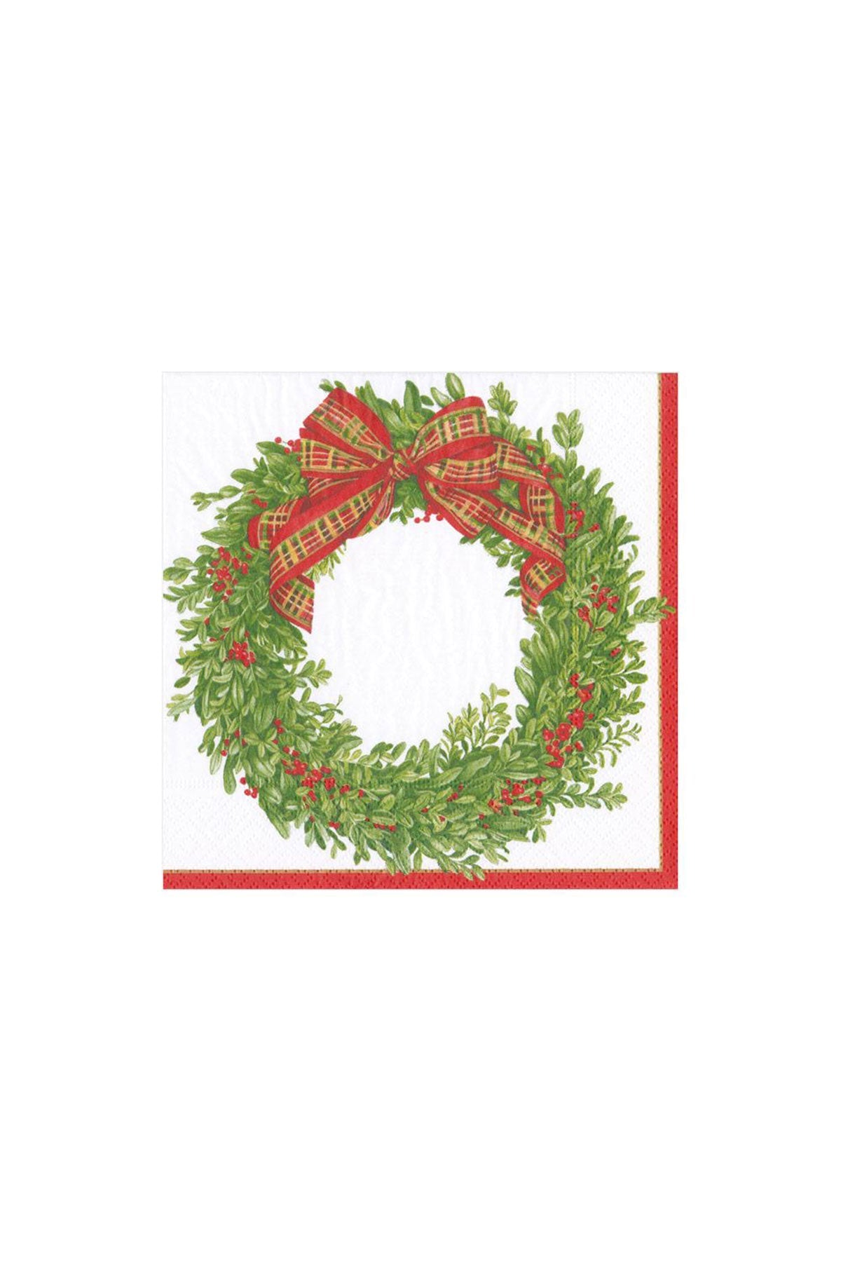 Boxwood and Berries Wreath Paper Cocktail Napkins - shop-olivia.com