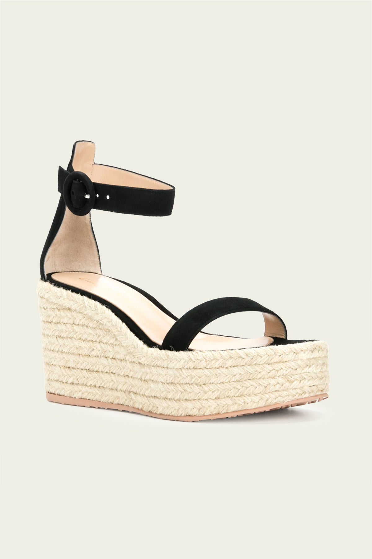 Braided Suede Platform Sandals in Black Natural - shop-olivia.com