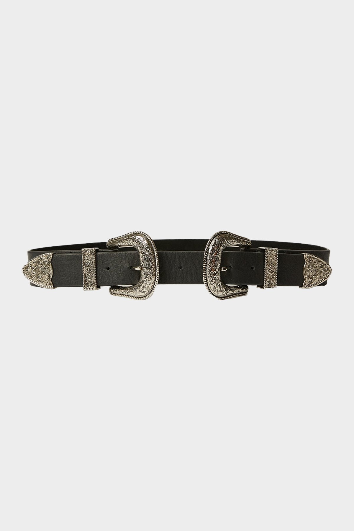 Bri Bri Leather Belt in Black Silver - shop-olivia.com