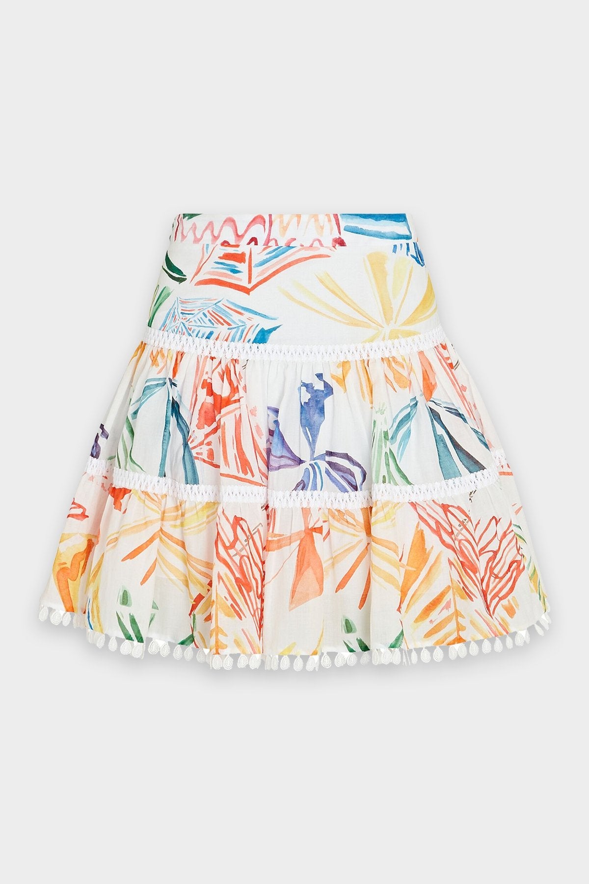Bridget Short Skirt in White Print - shop-olivia.com