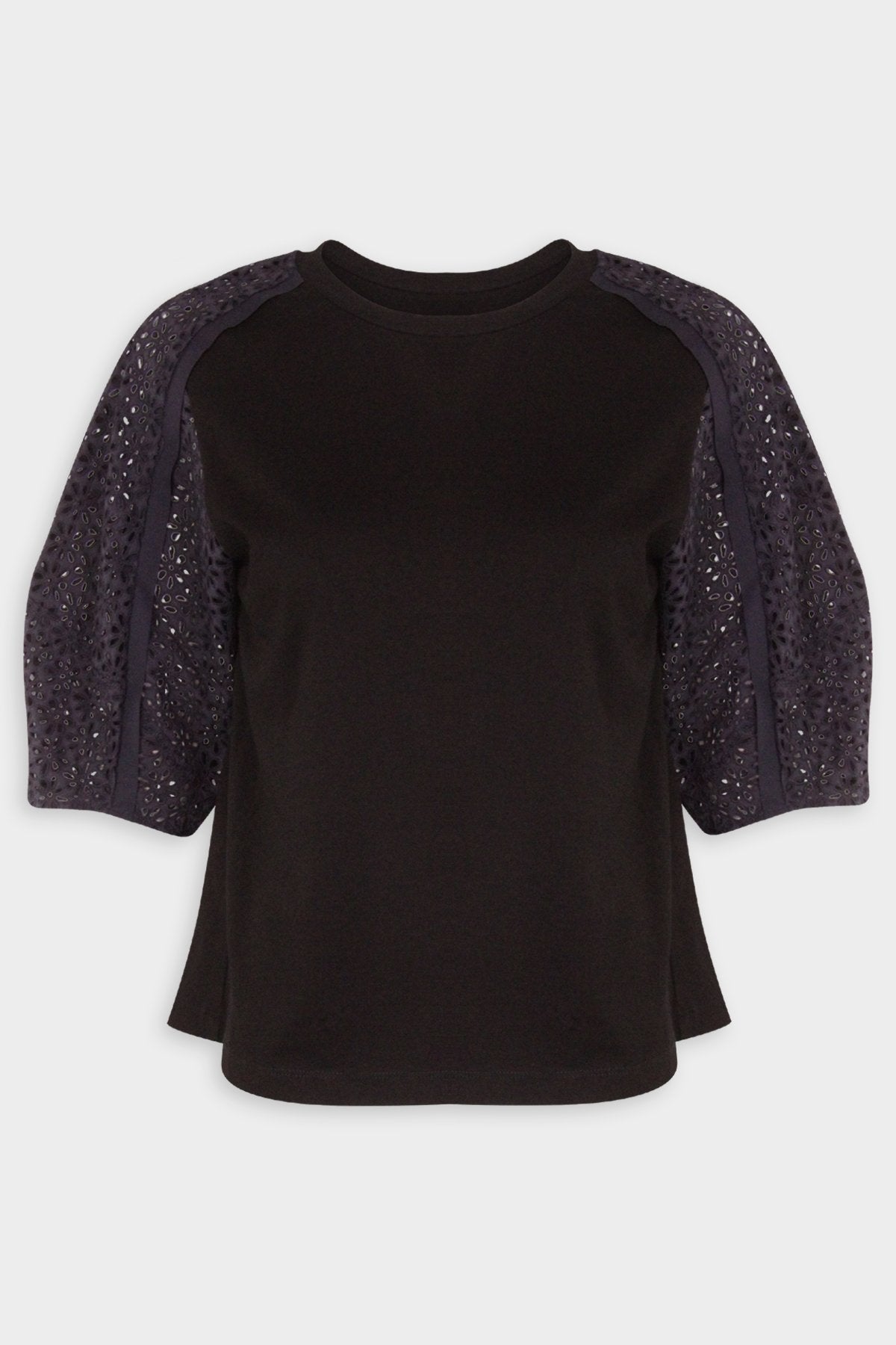 Broderie Anglaise Combo T-Shirt in Black Midnight - shop-olivia.com
