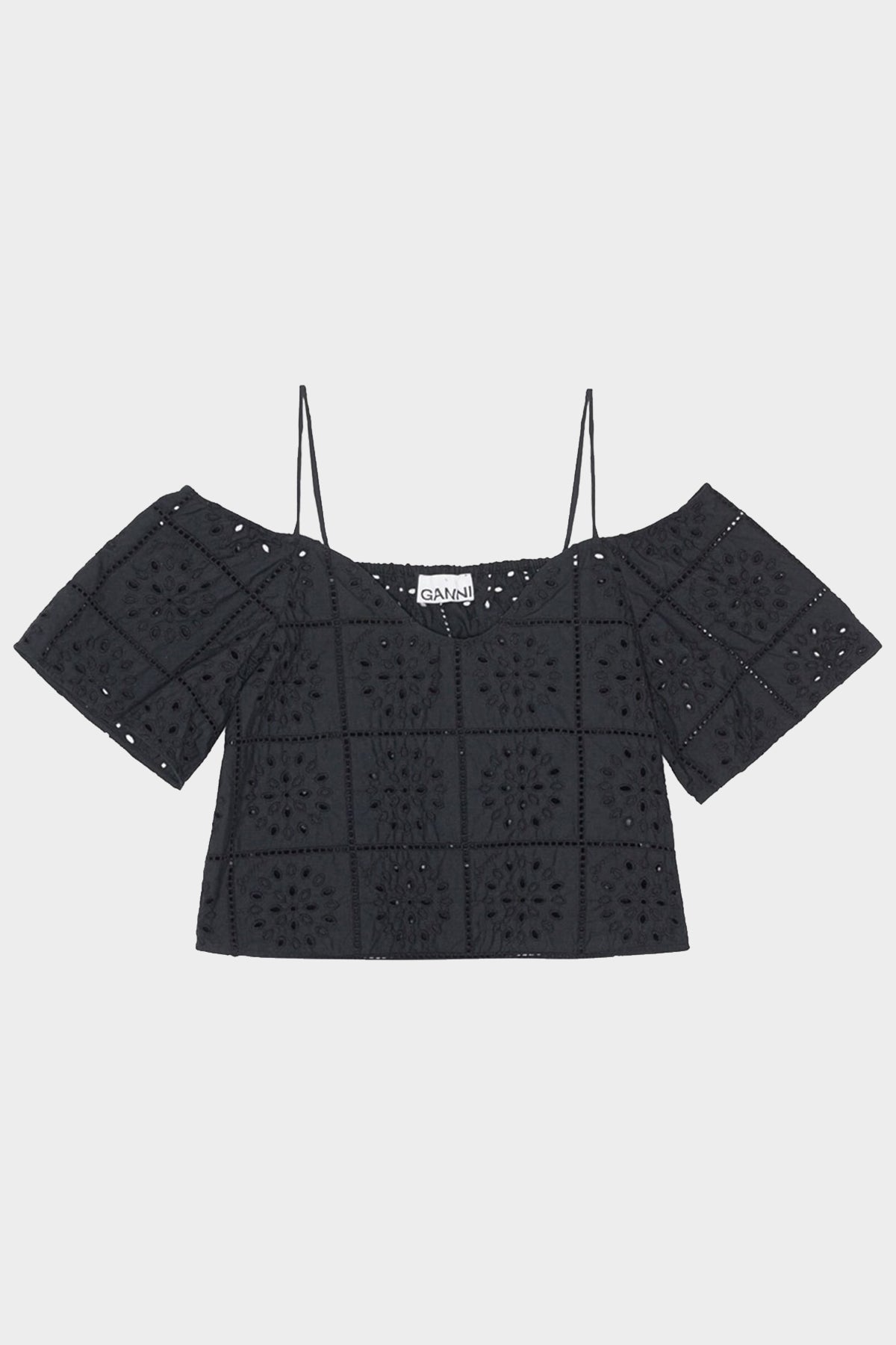 Broderie Anglaise Top in Black - shop-olivia.com
