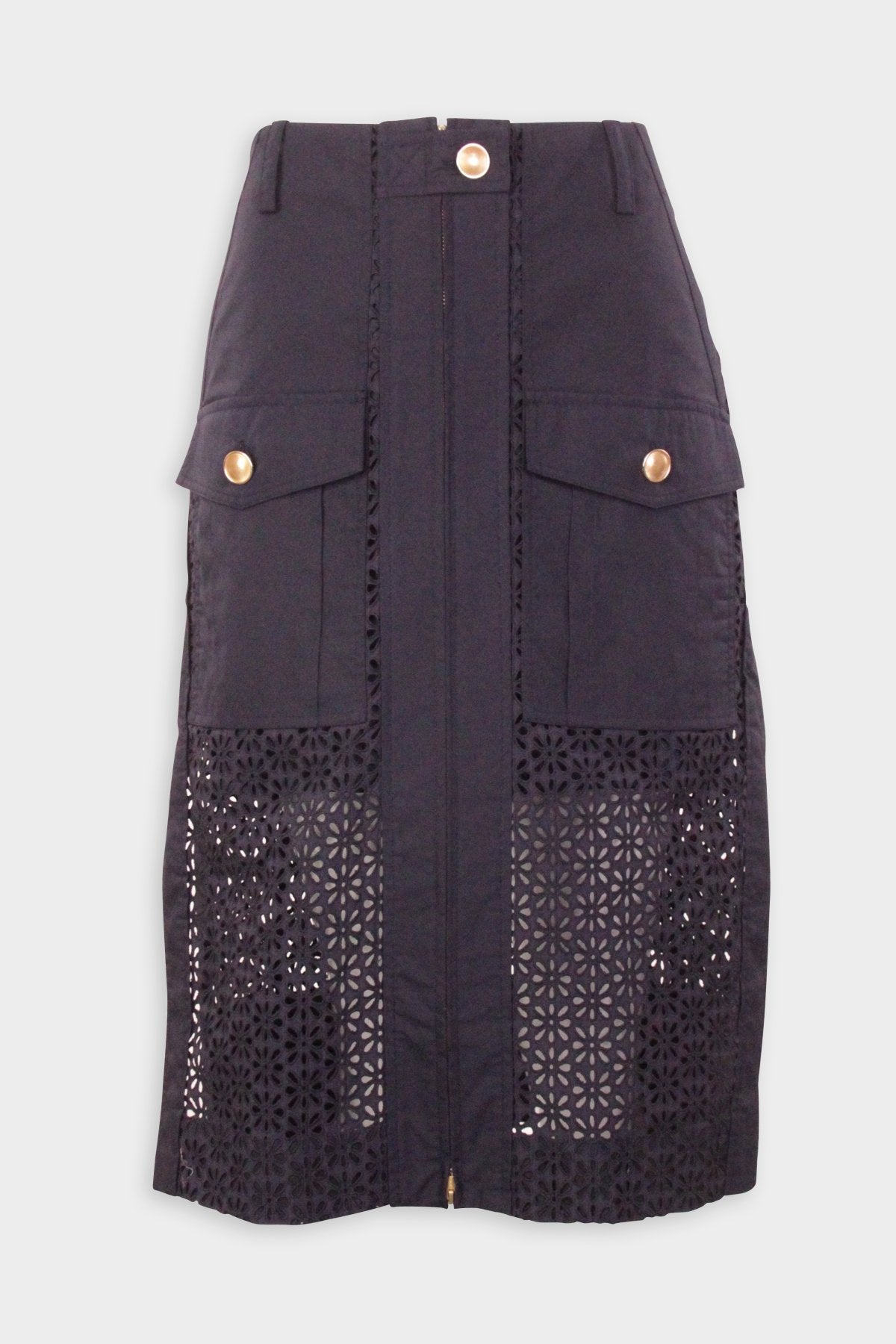 Broderie Anglaise Utility Skirt in Midnight - shop-olivia.com