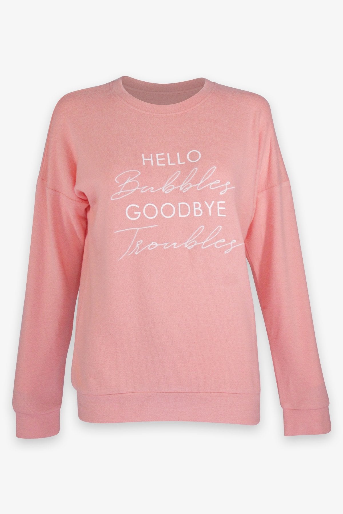 Bubbles-Troubles Long Sleeve Top in Light Coral - shop-olivia.com