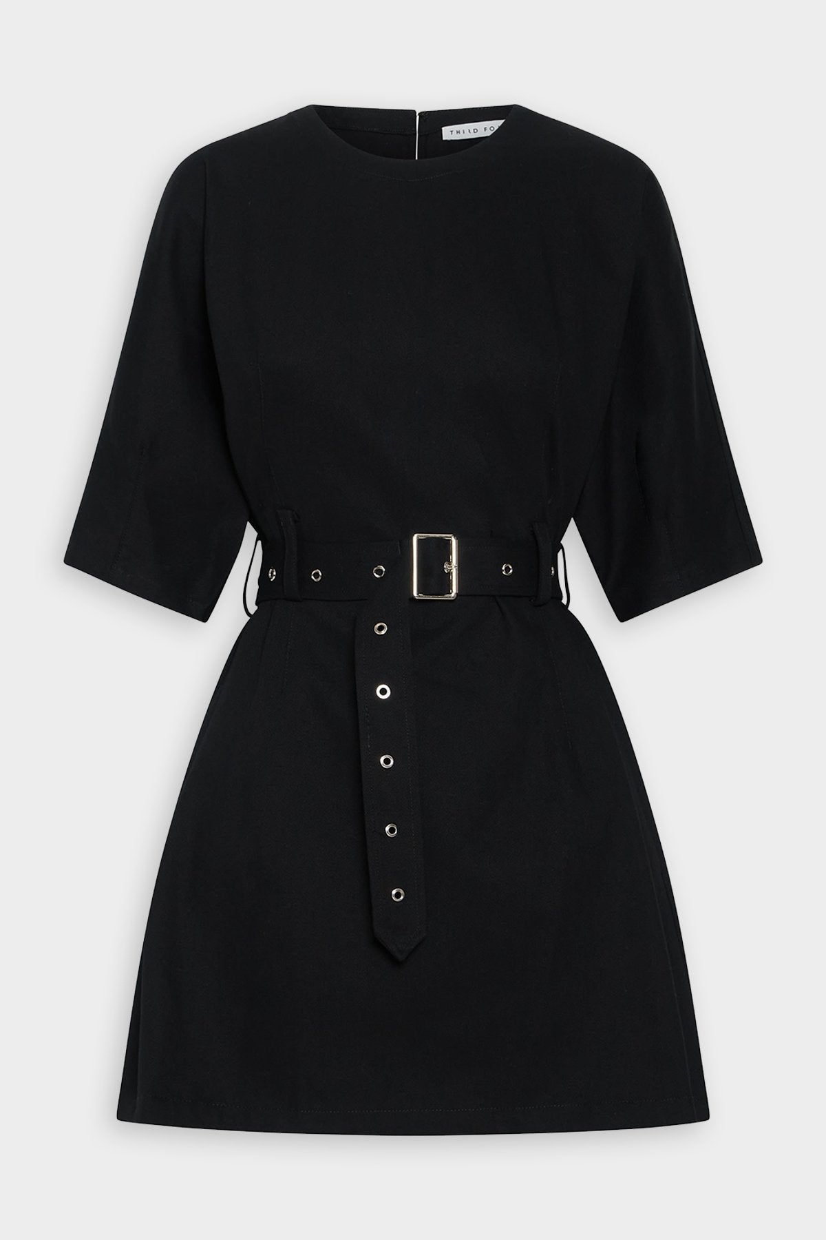 Buckle Up Tee Mini Dress in Black - shop-olivia.com