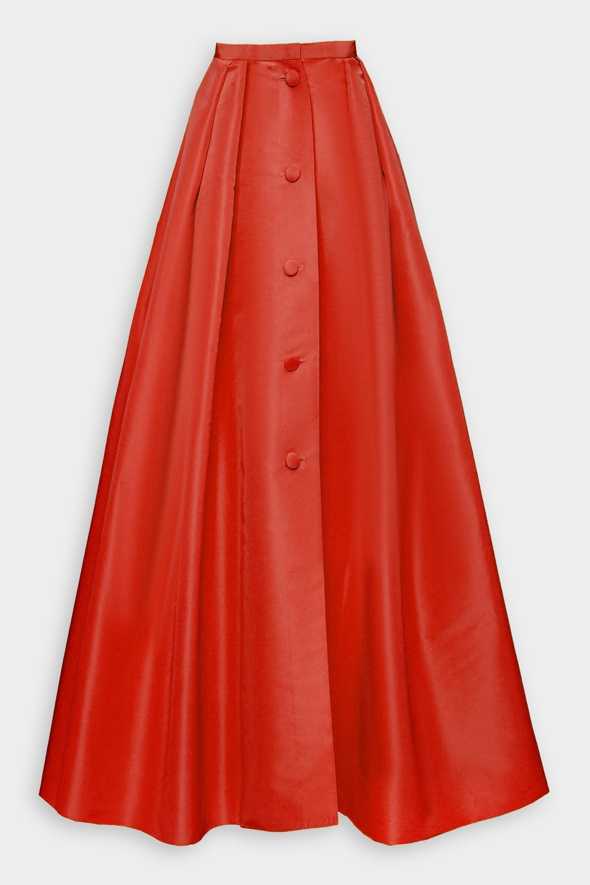 Button-Front Silk Ball Skirt in Poppy - shop-olivia.com