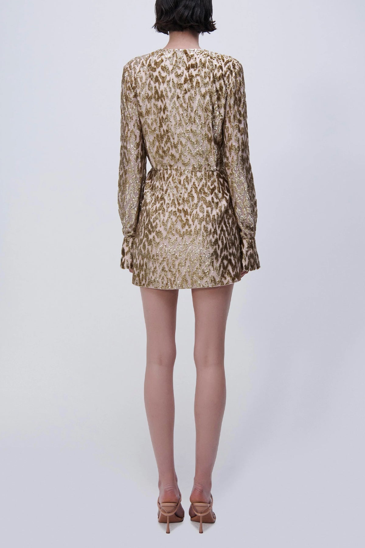 Camryn Metallic Mini Dress in Gold - shop-olivia.com