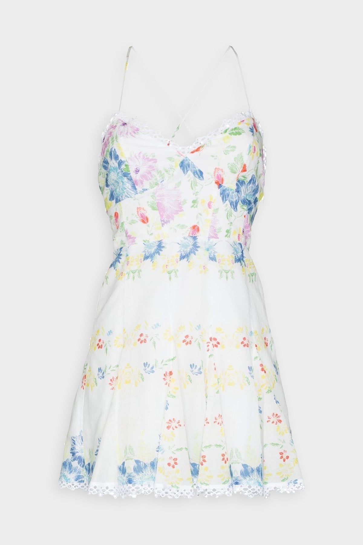 Cania Short Dress in Garden White Print - shop-olivia.com