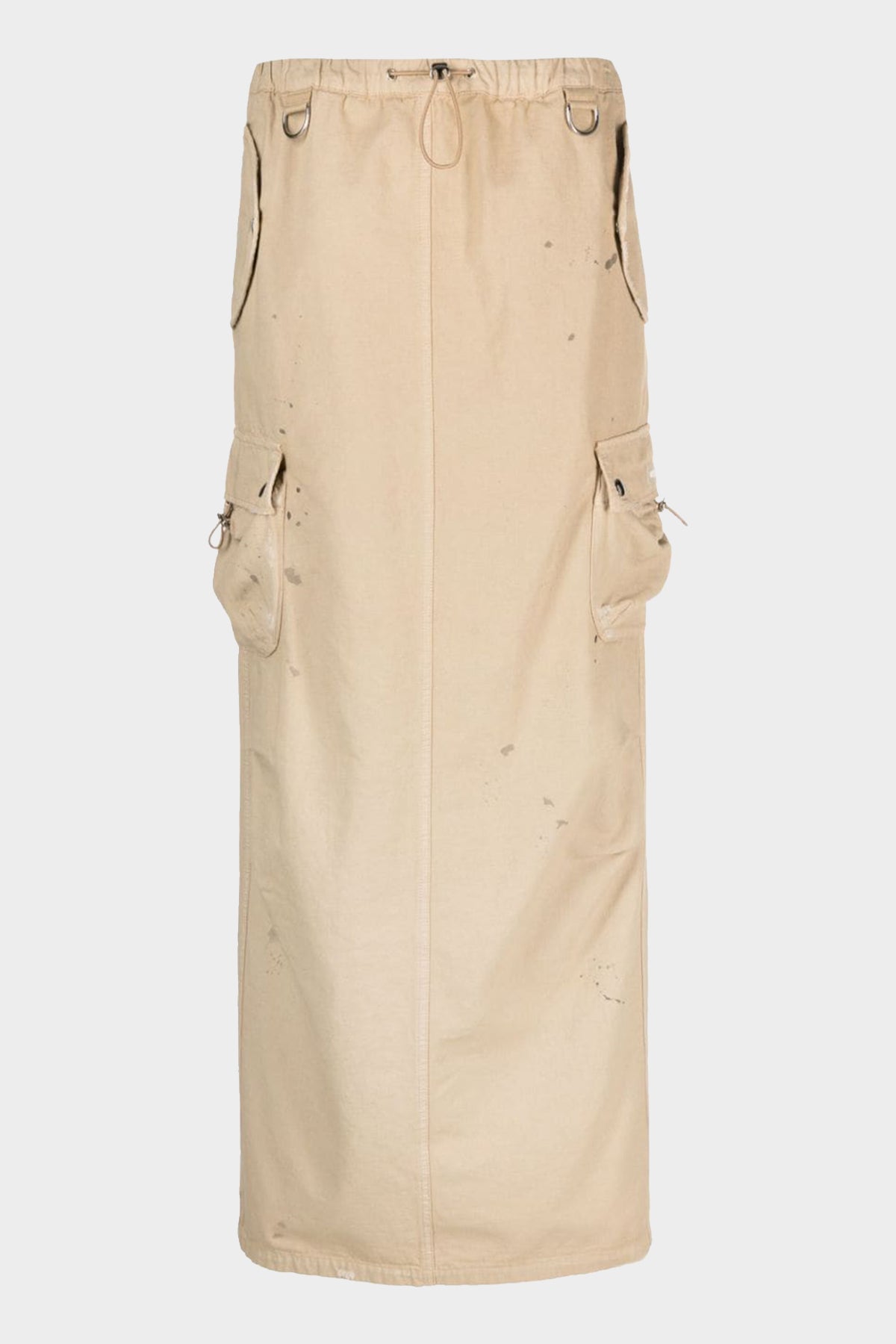 Canvas Cargo Maxi Skirt in Beige - shop-olivia.com