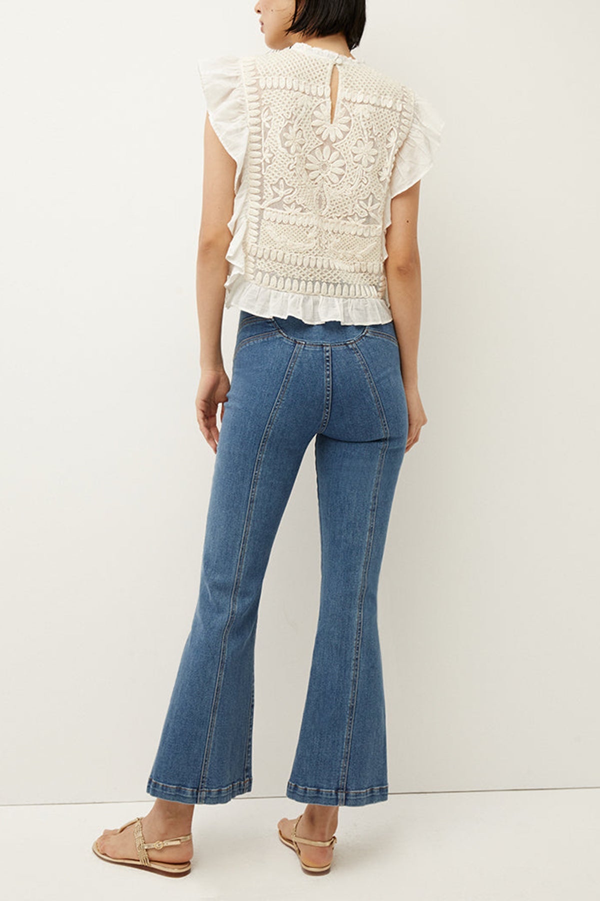 Capriana Embroidered Top in Off White - shop-olivia.com