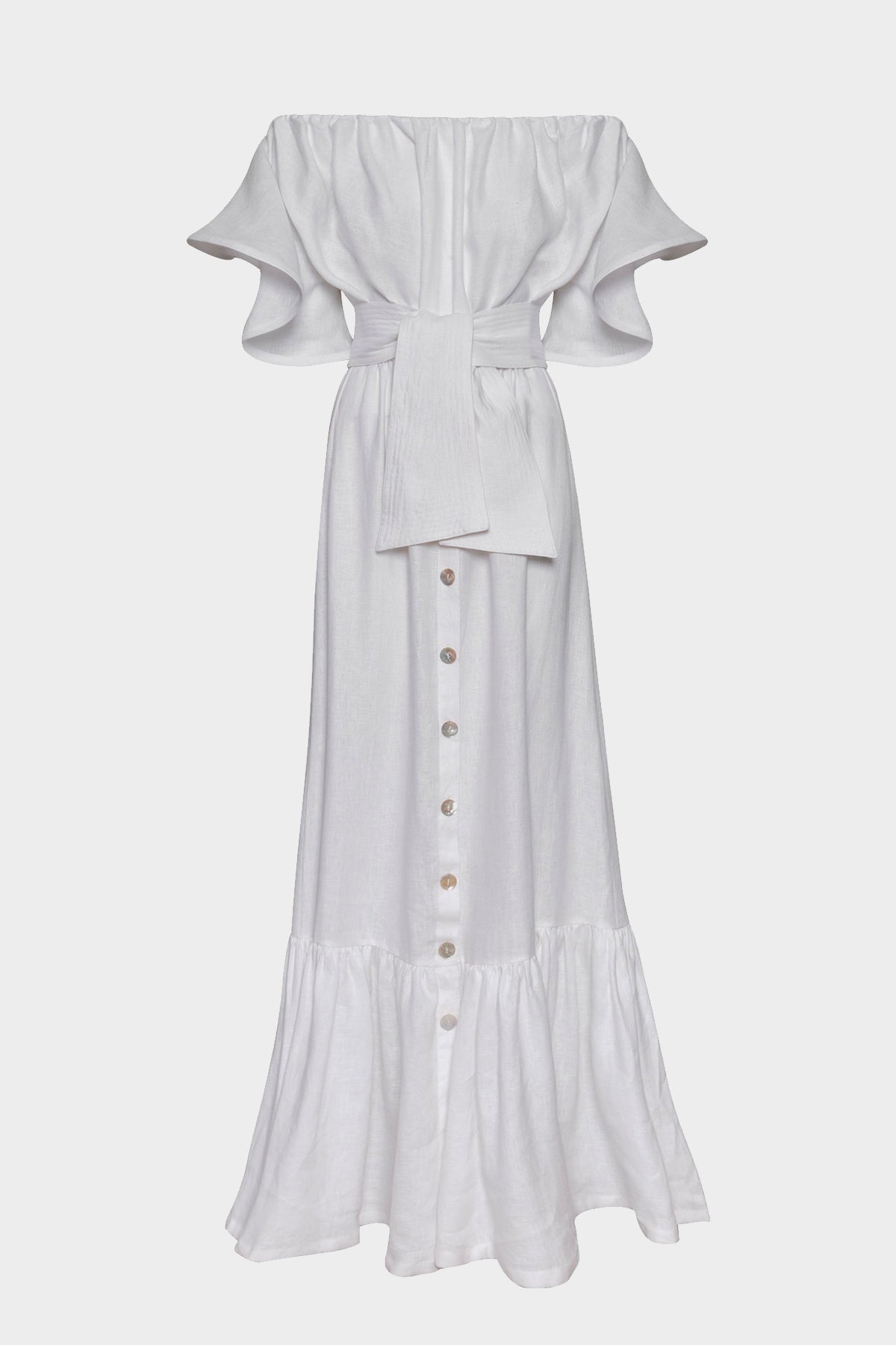 Capurgana Linen Maxi Dress in White - shop-olivia.com