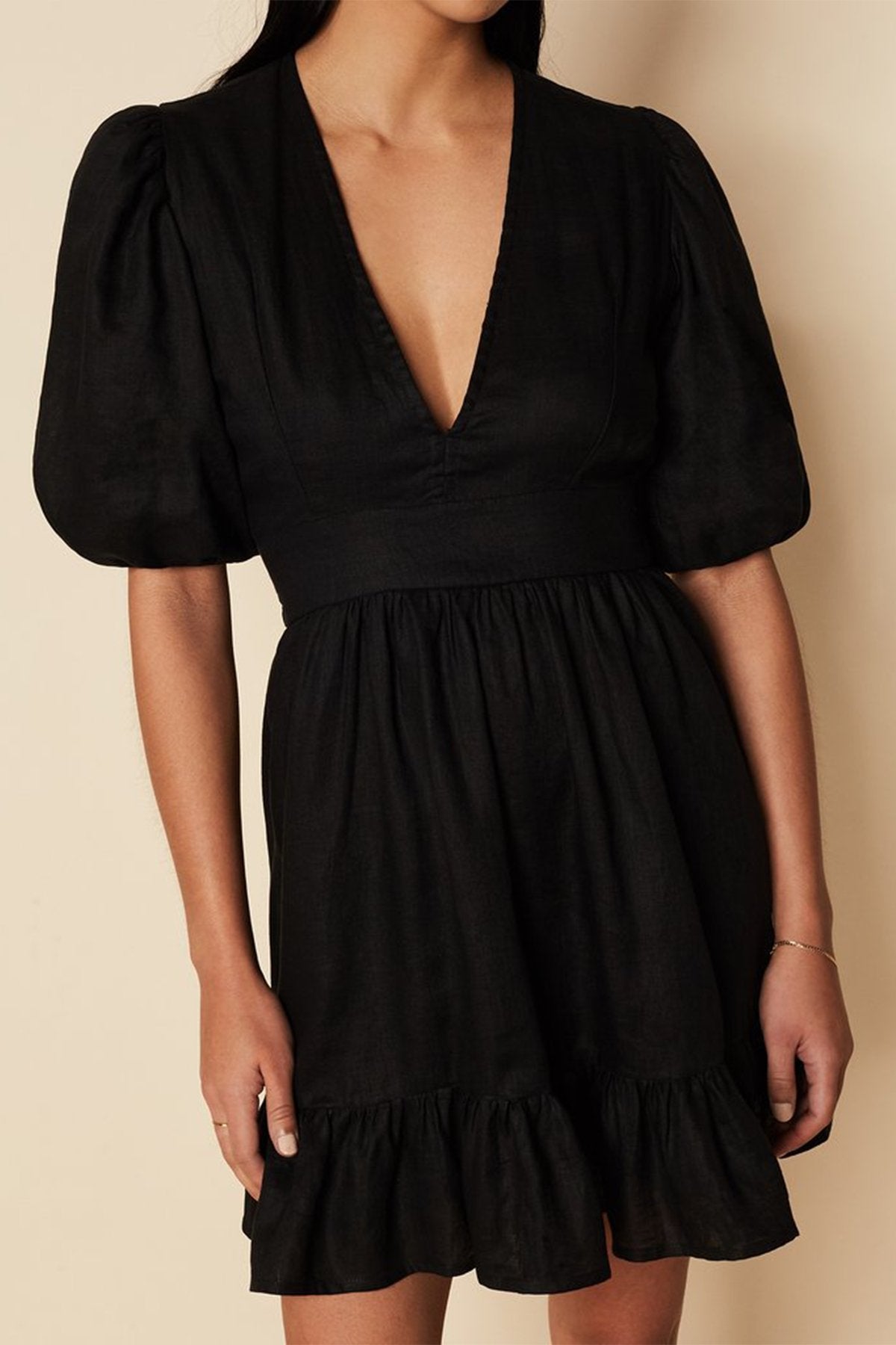Catrina Mini Dress in Plain Black - shop-olivia.com