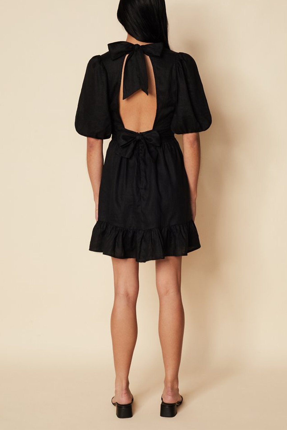 Catrina Mini Dress in Plain Black - shop-olivia.com
