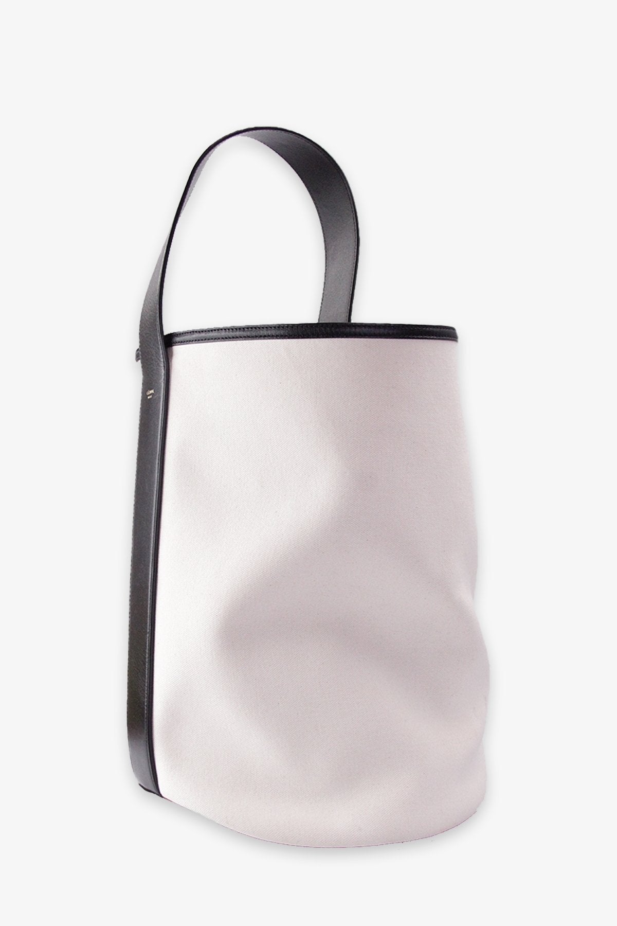 Celine Beige Canvas Shoulder Bag with Black Leather Strap - shop-olivia.com
