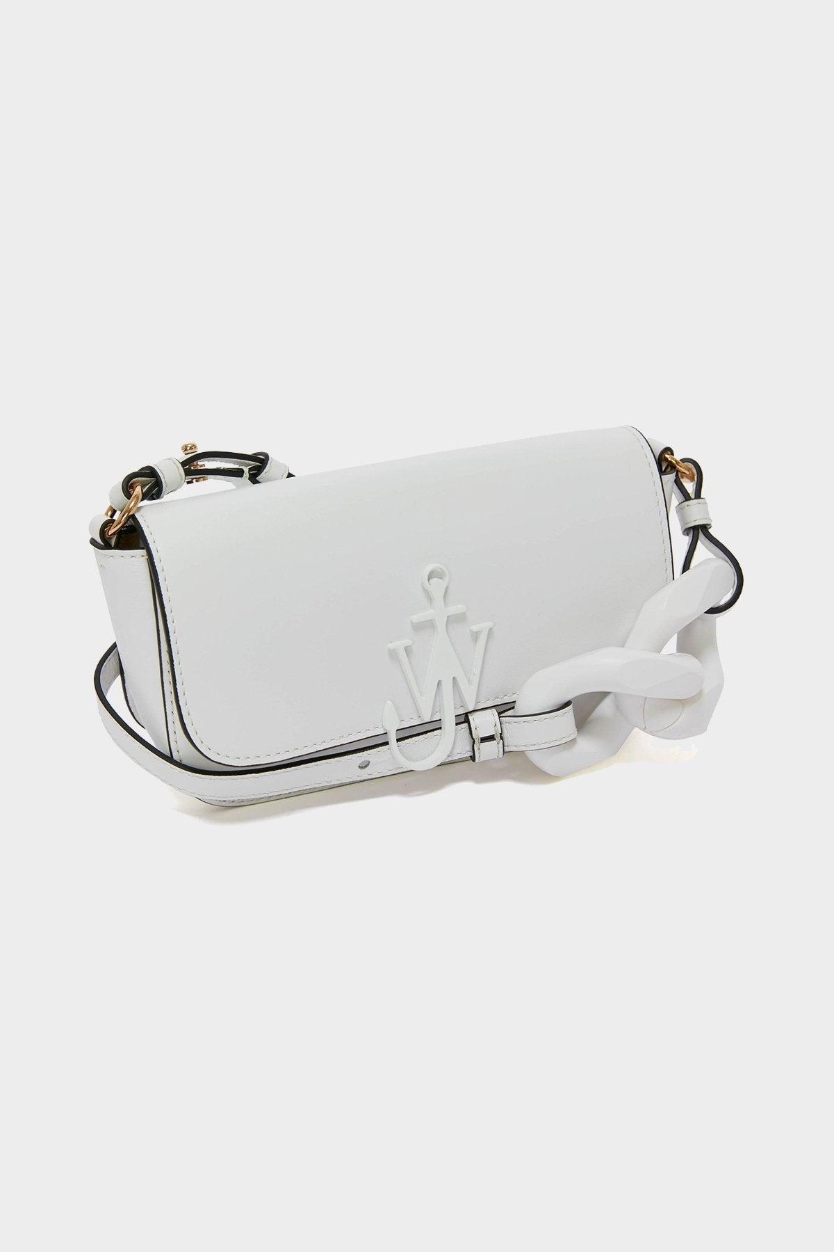 Chain Baguette Anchor Bag in White - shop-olivia.com