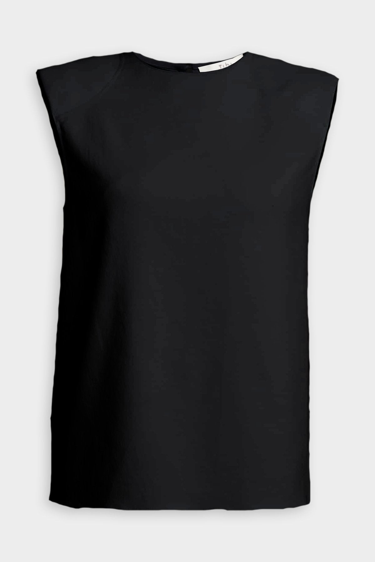 Chalky Drape Padded Shoulder Sleeveless Top in Black - shop-olivia.com