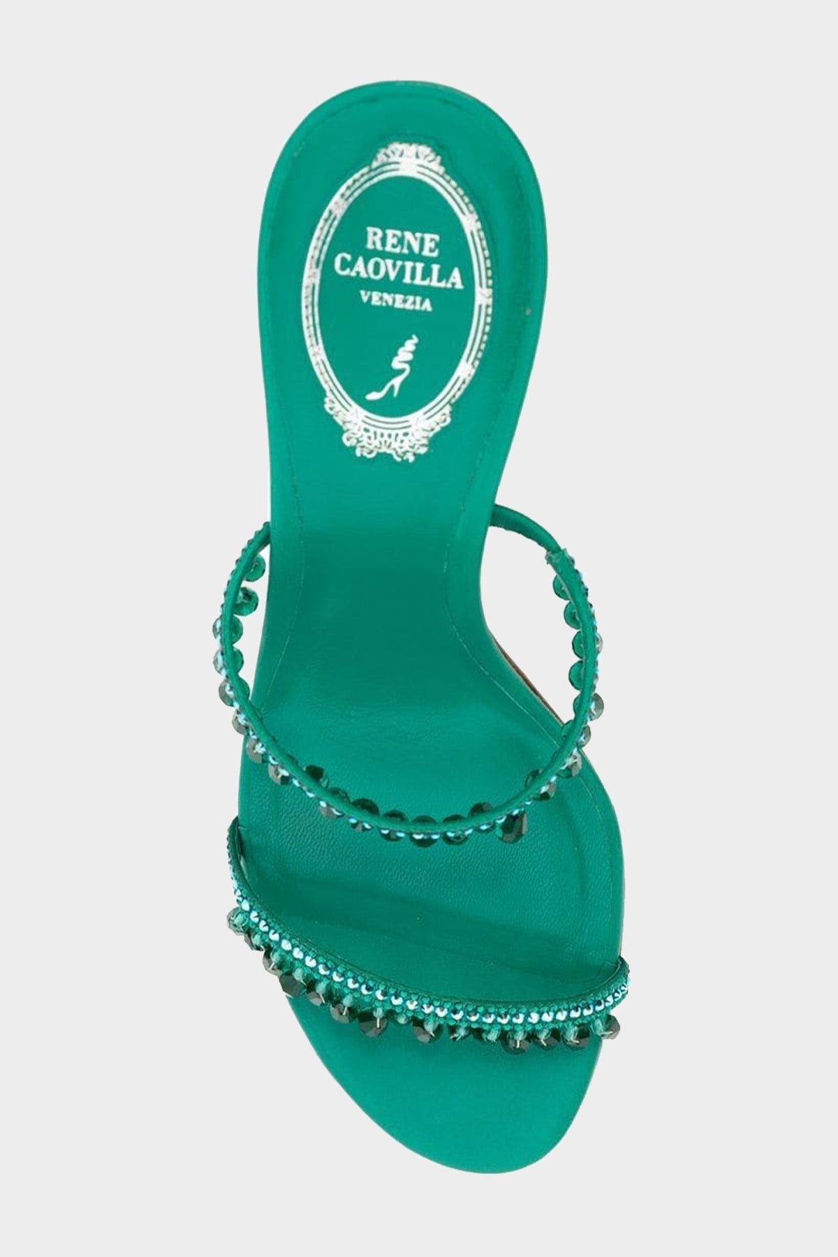 Chandelier Crystal 80 Sandals in Emerald - shop-olivia.com