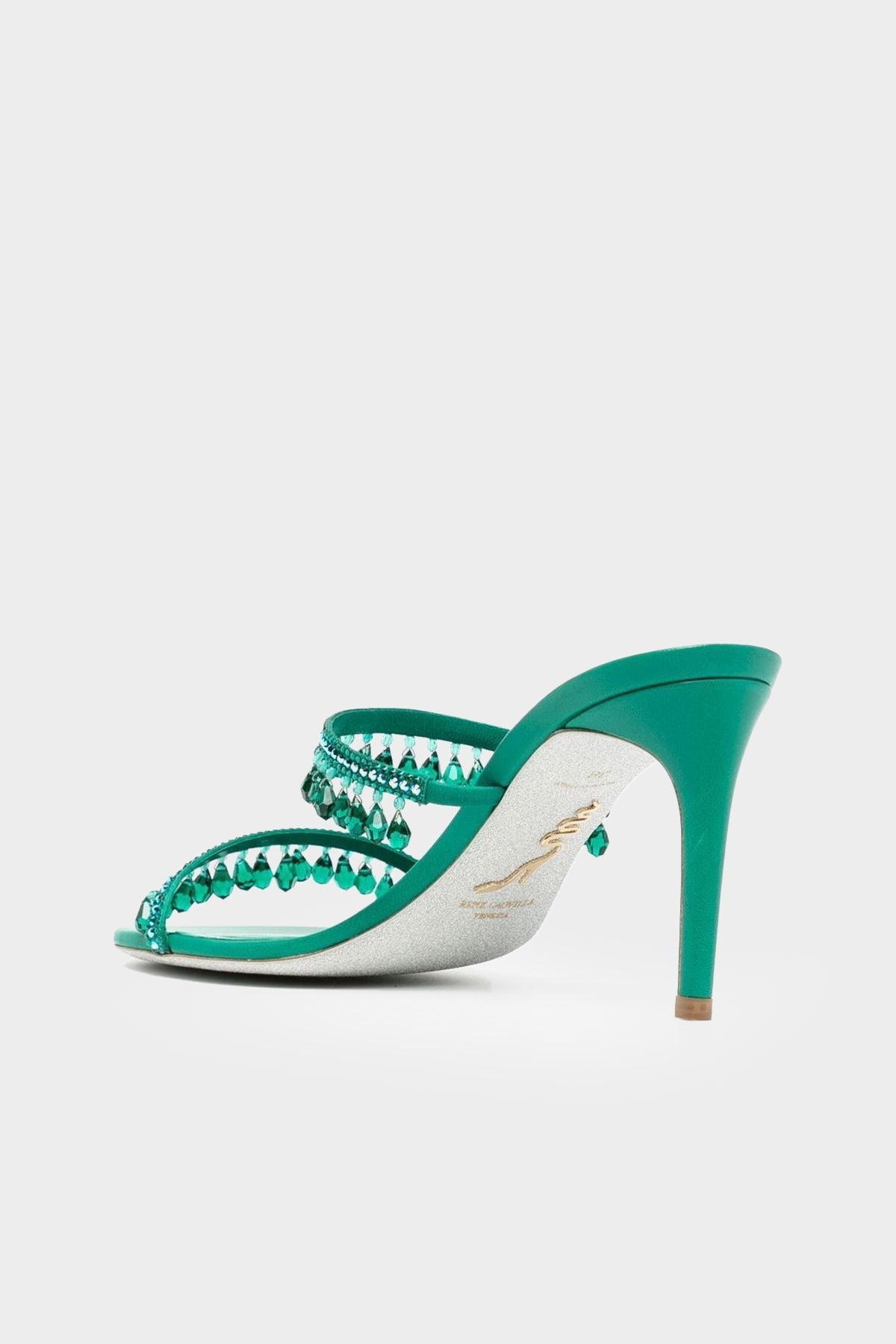 Chandelier Crystal 80 Sandals in Emerald - shop-olivia.com