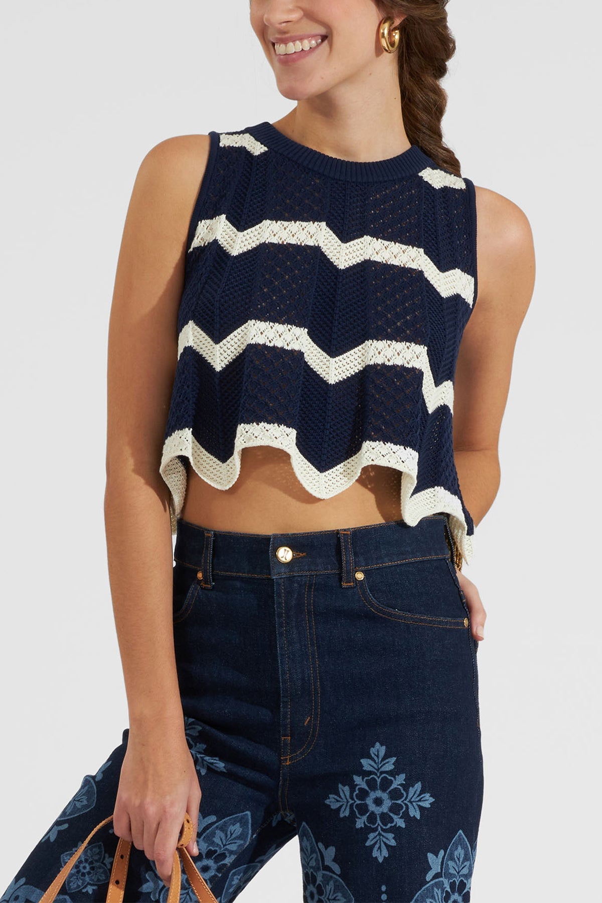 Chevron Top in Navy Avorio - shop-olivia.com