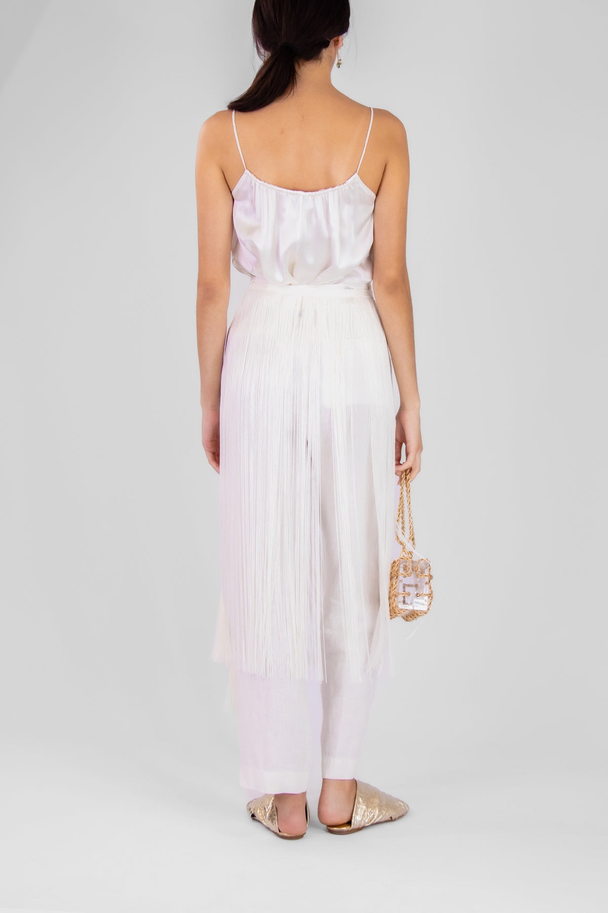 Chic Linen Cavas High Waist Pants in White - shop-olivia.com