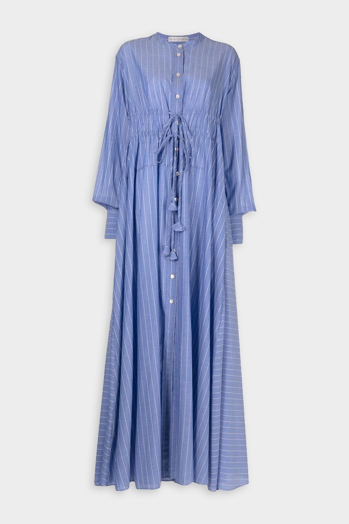 Clarity Dress in Blue Chalk Stripe Voile - shop-olivia.com