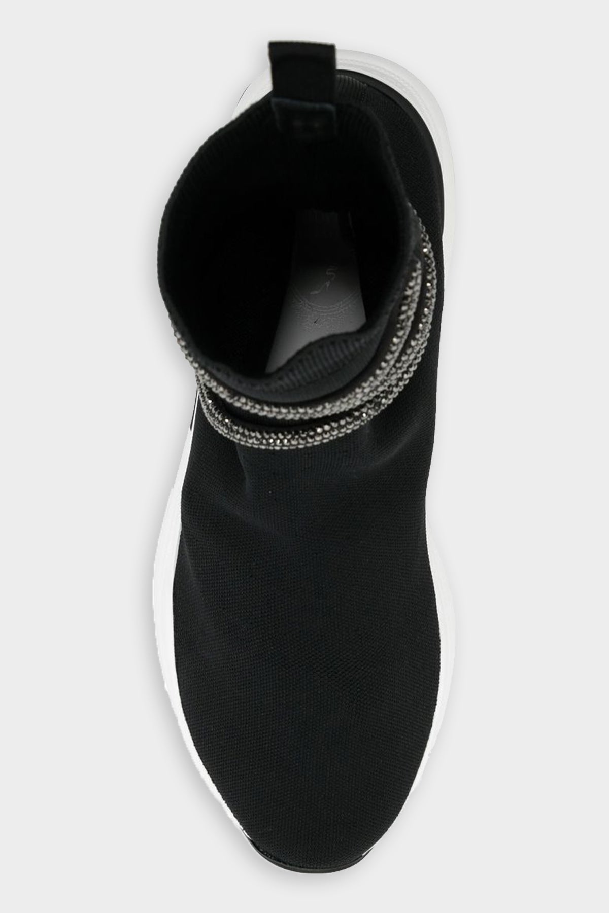 Cleo Crystal Wrap Sock Sneakers in Black - shop-olivia.com