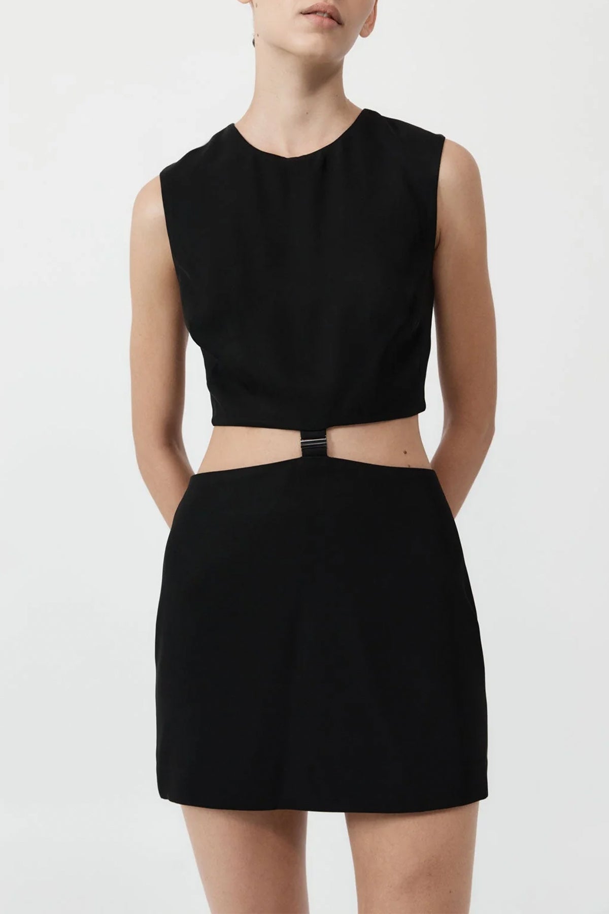 Clip Buckle Mini Dress in Black - shop-olivia.com